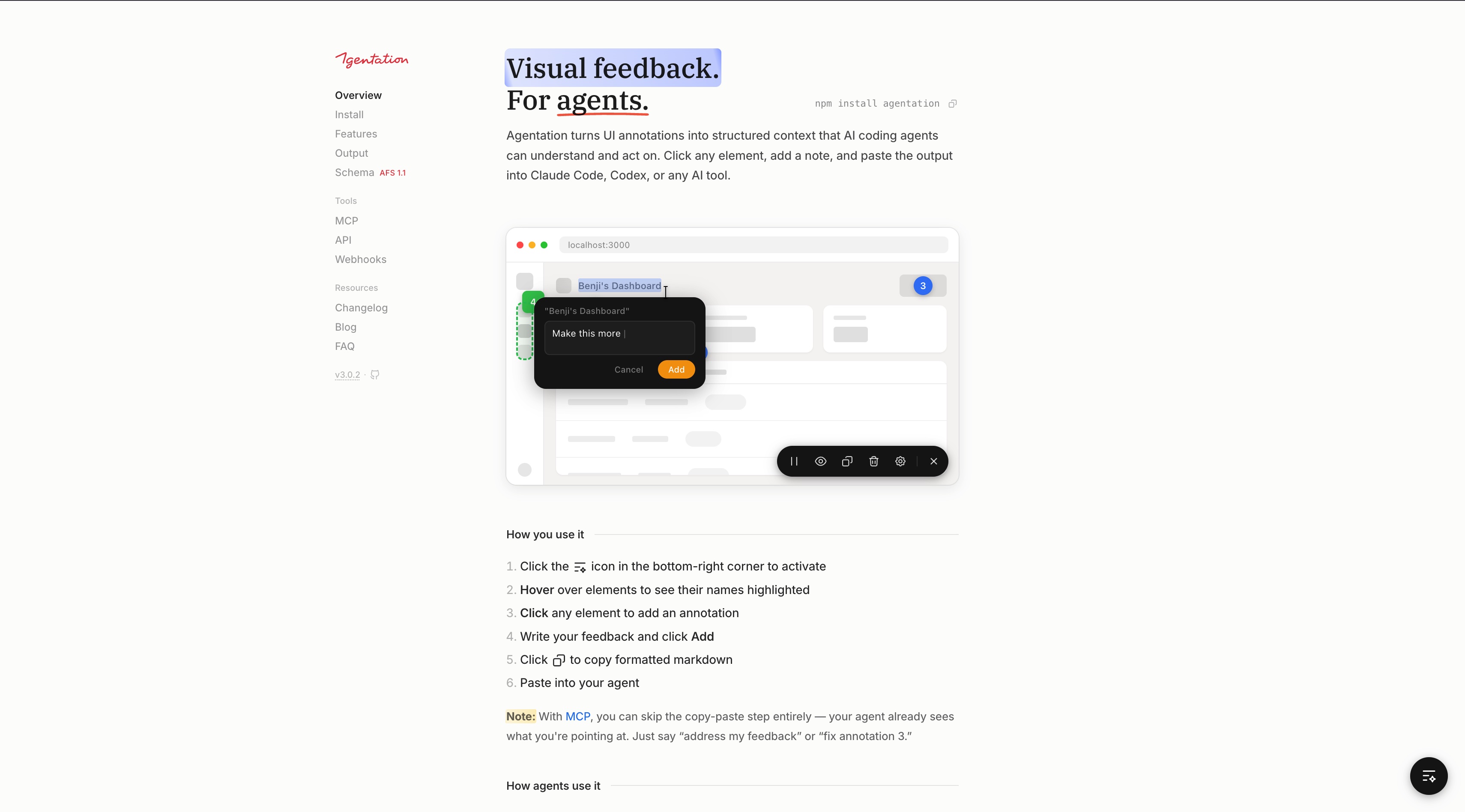 Agentation homepage screenshot