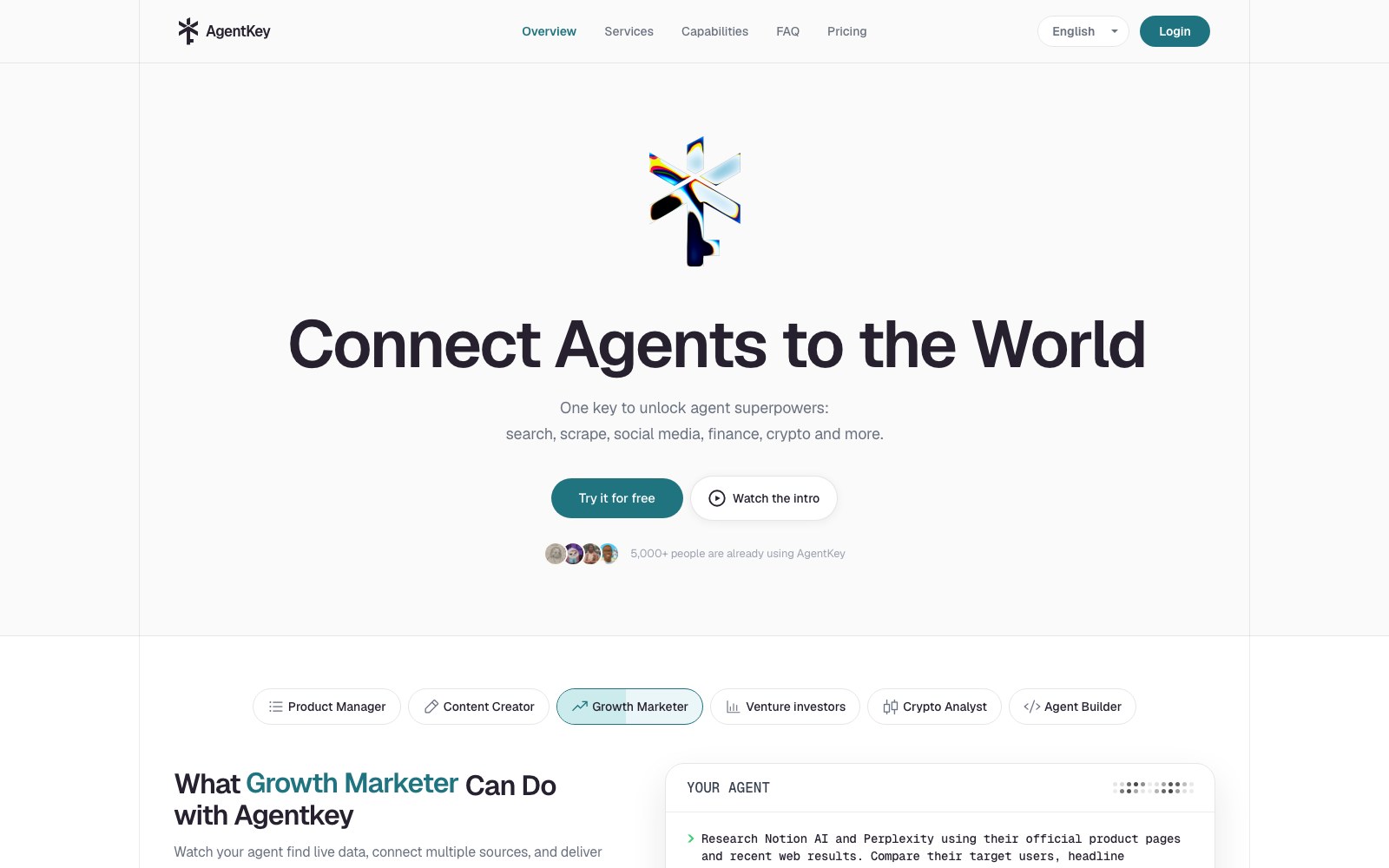 AgentKey homepage screenshot