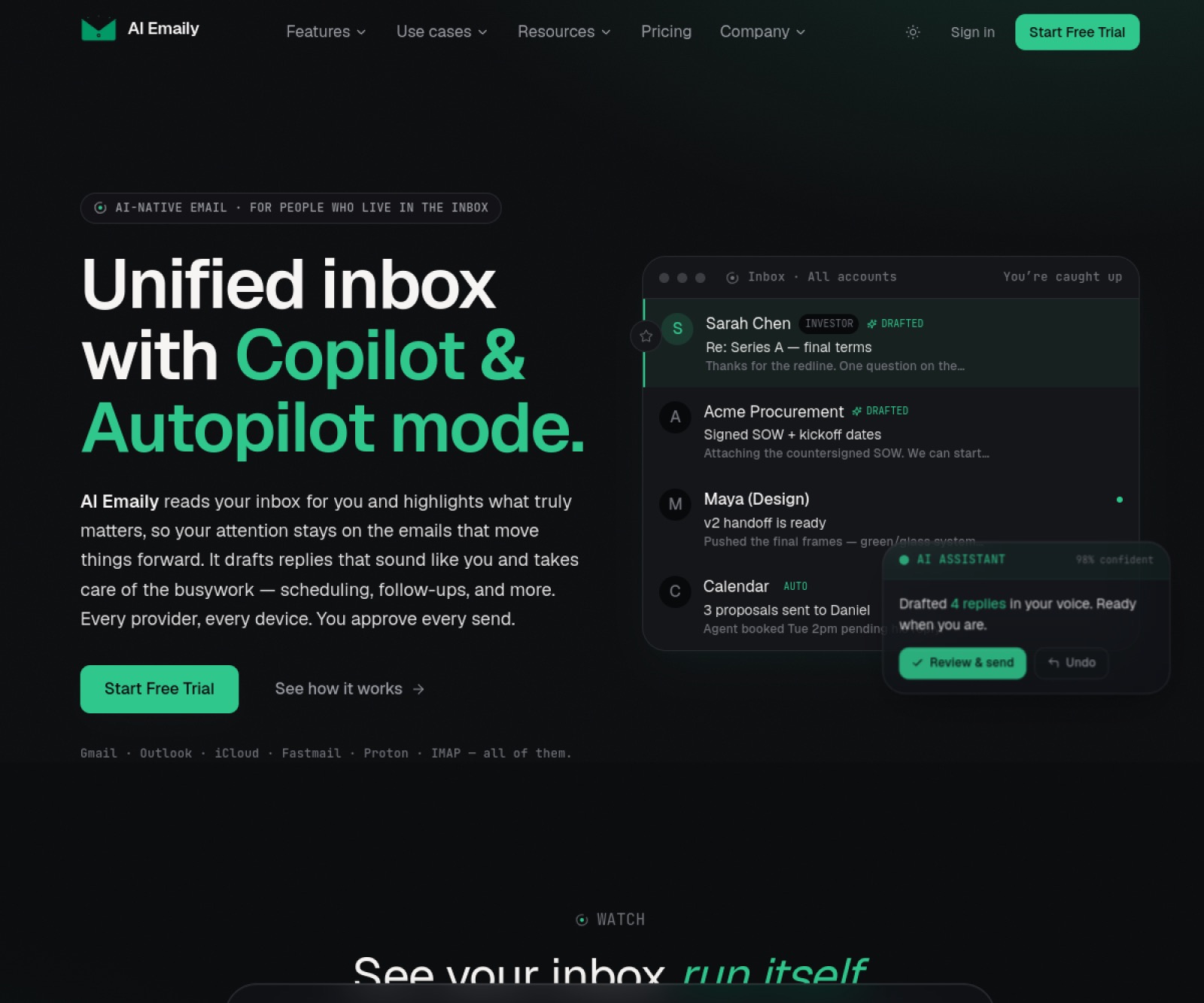 AI Emaily homepage screenshot