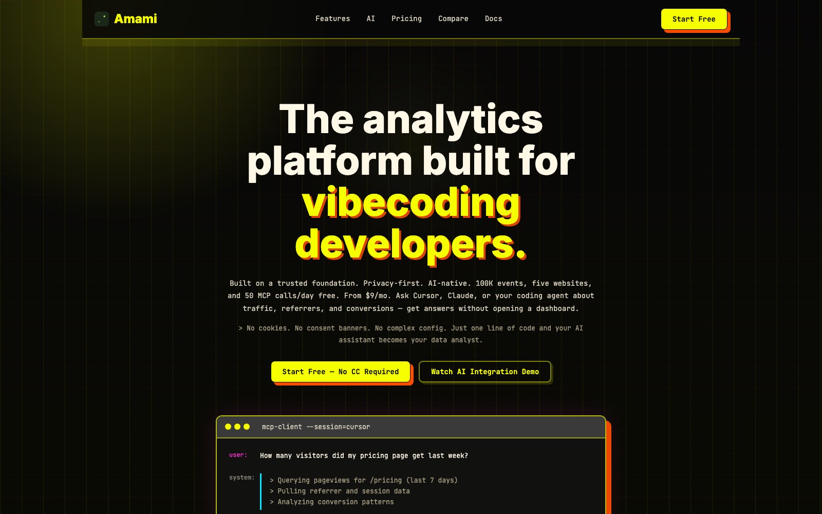 Amami homepage screenshot