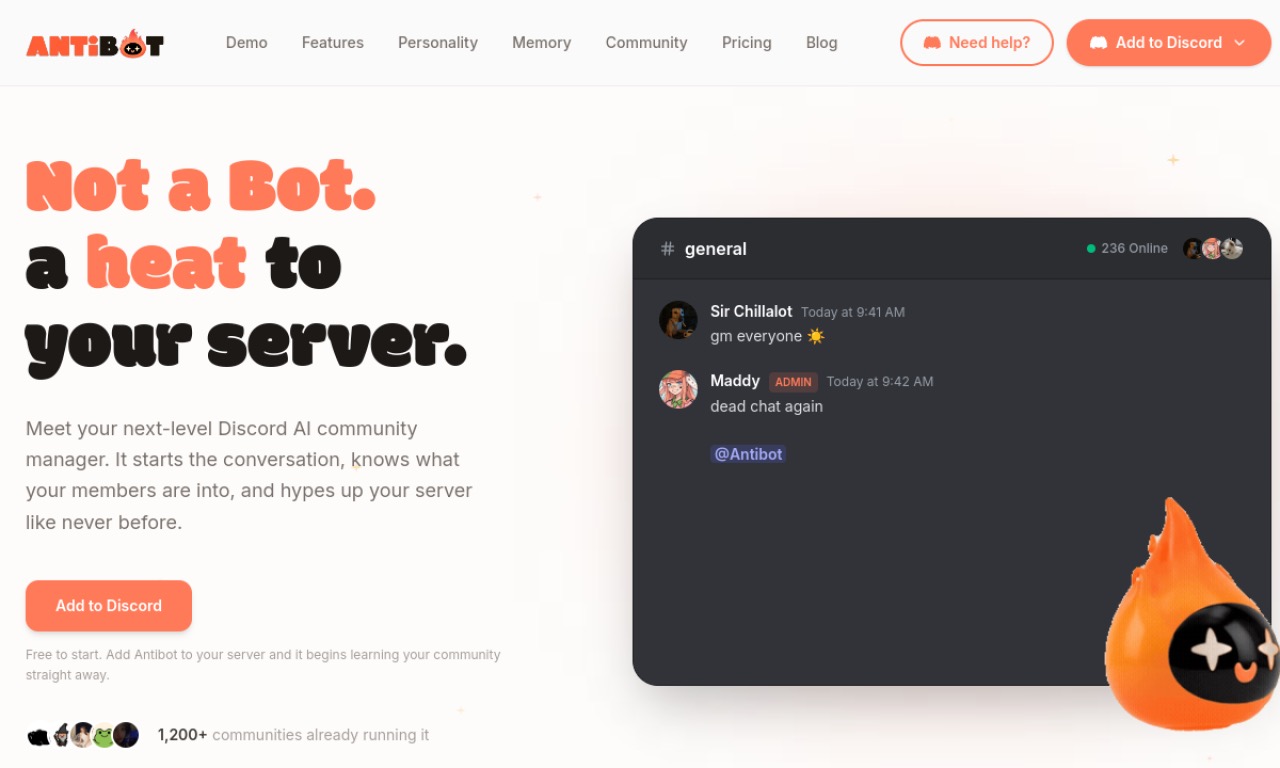 Antibot homepage screenshot