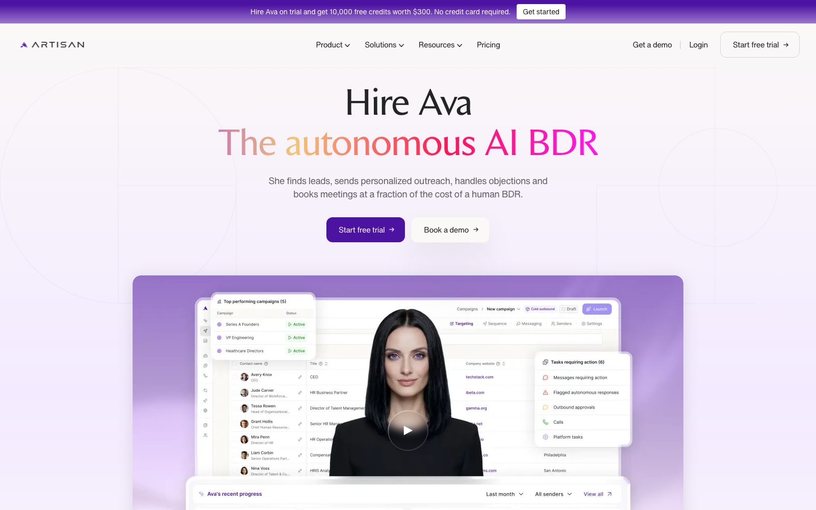 Artisan homepage screenshot