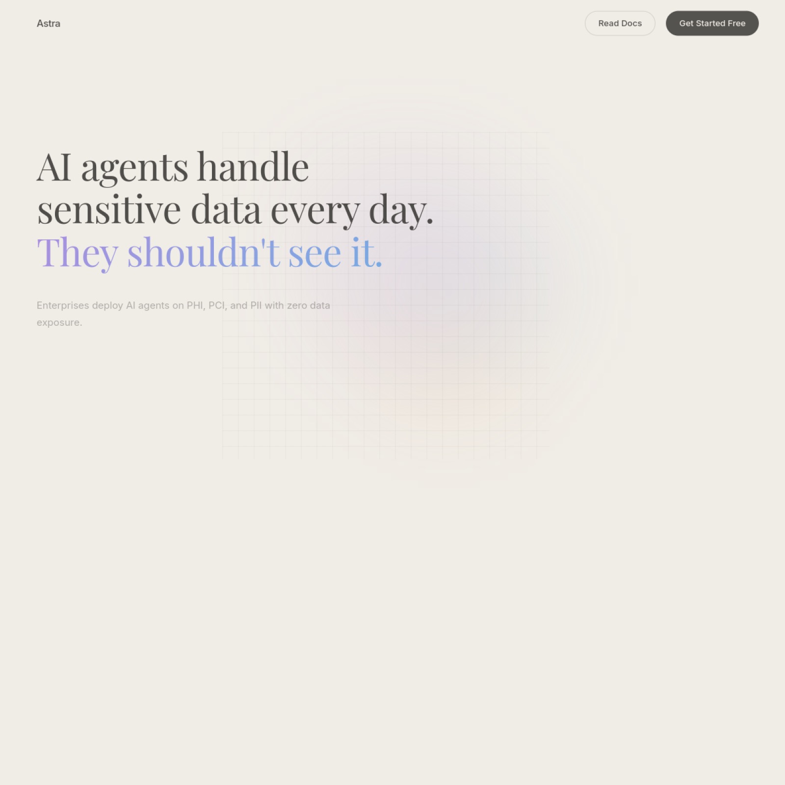 Astra homepage screenshot