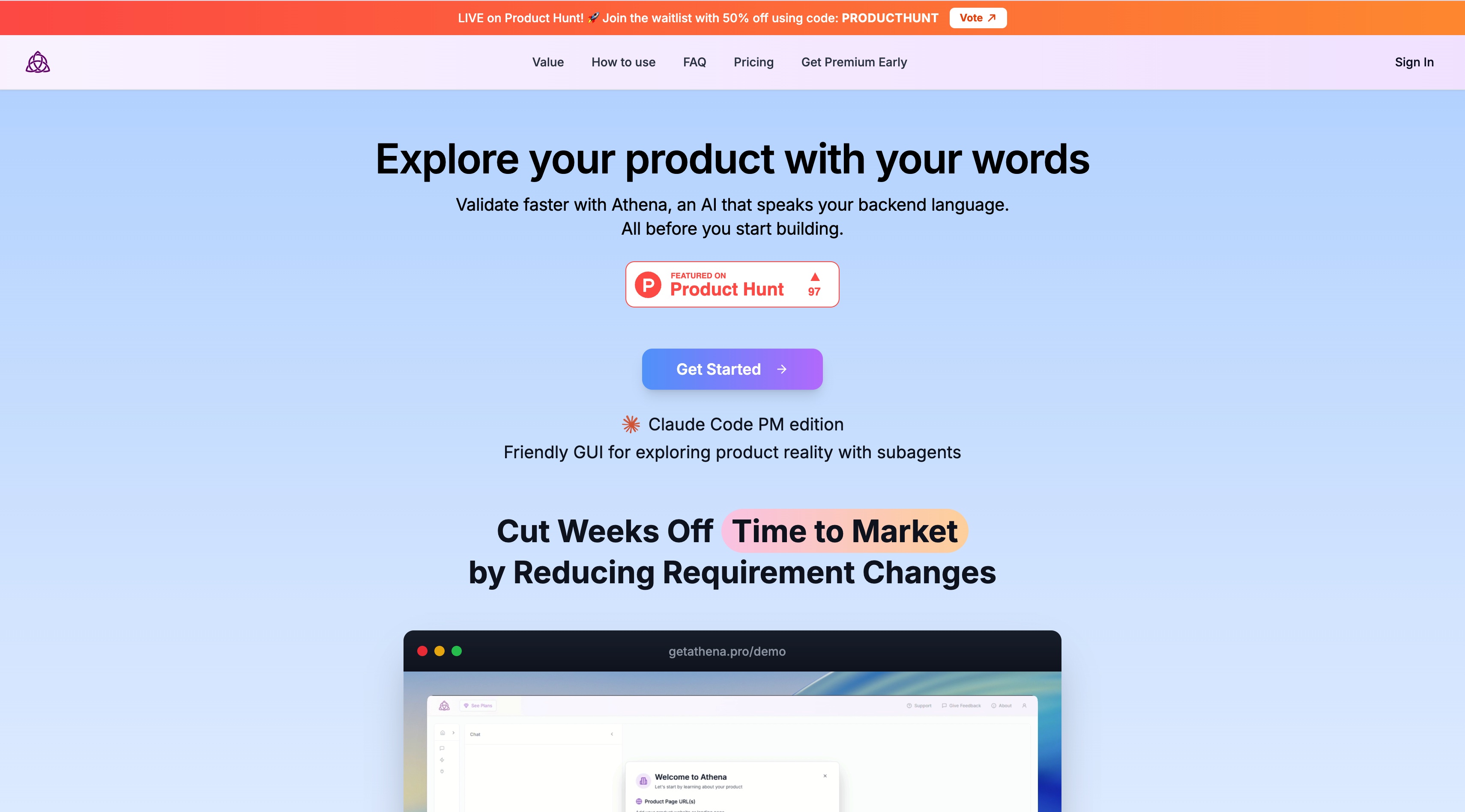 Athena homepage screenshot
