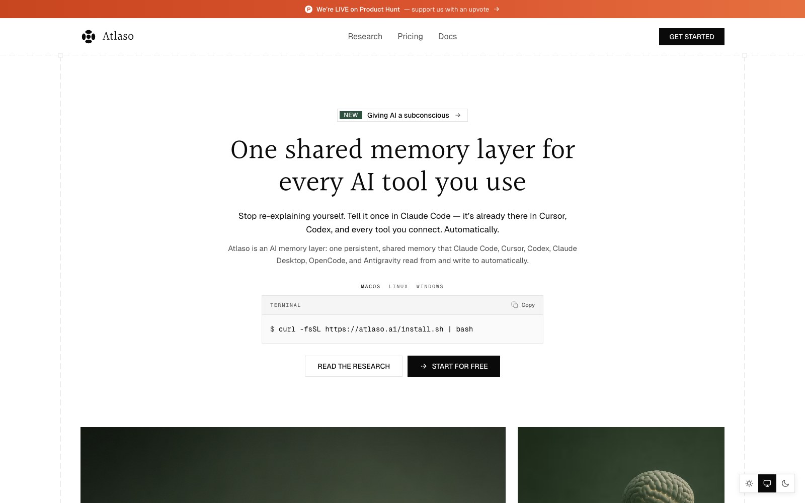 Atlaso homepage screenshot