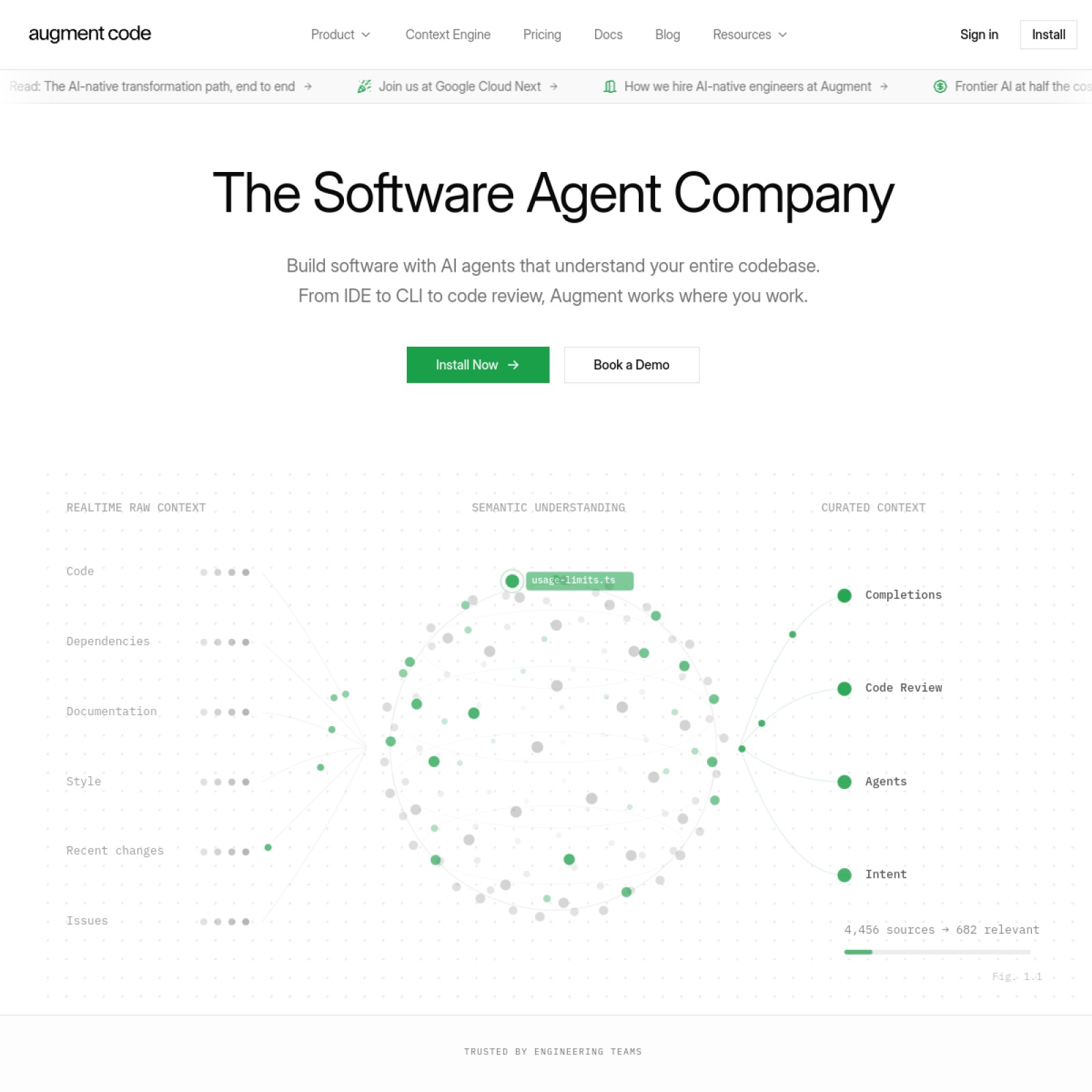 Augment Code homepage screenshot