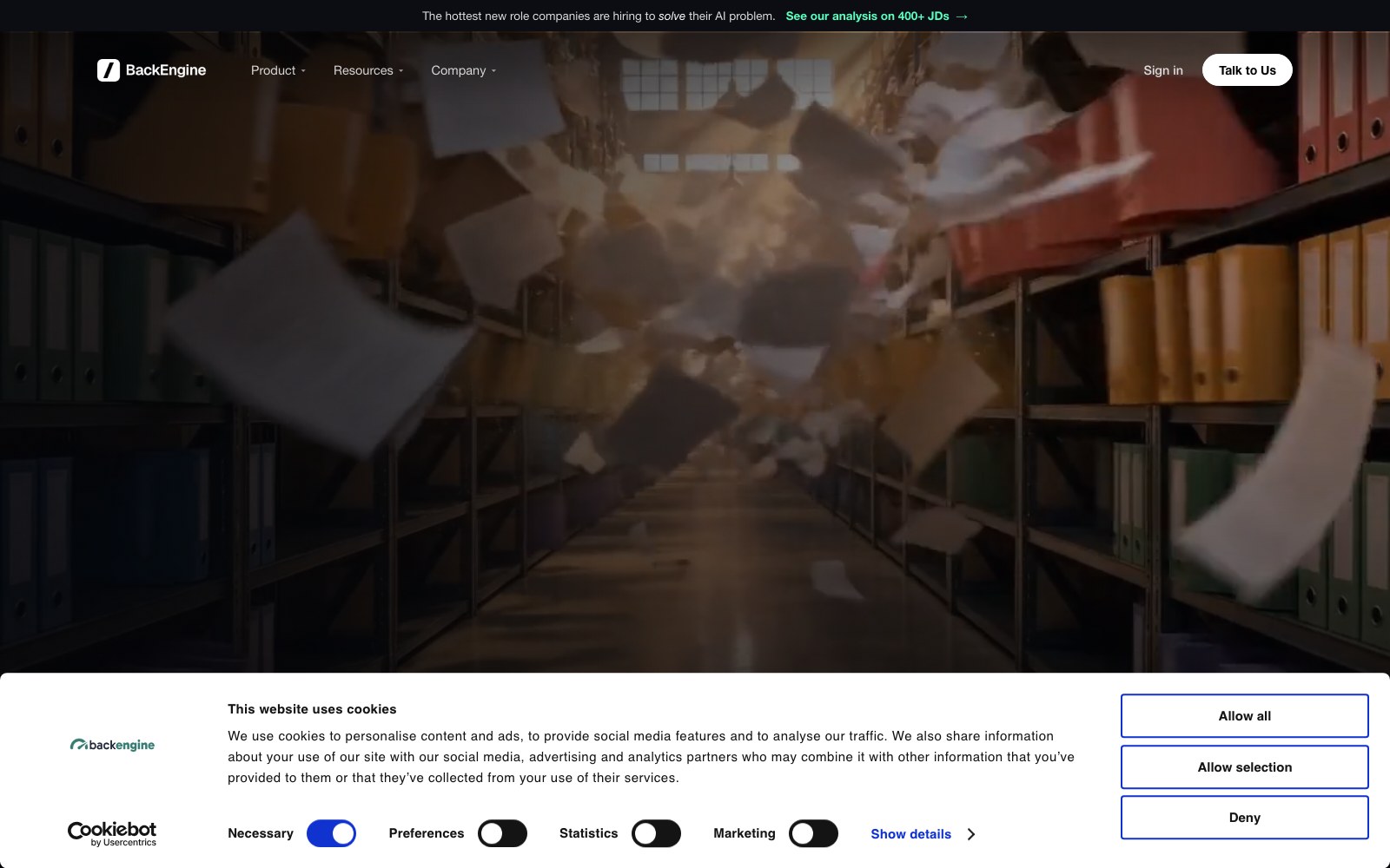 BackEngine MCP homepage screenshot
