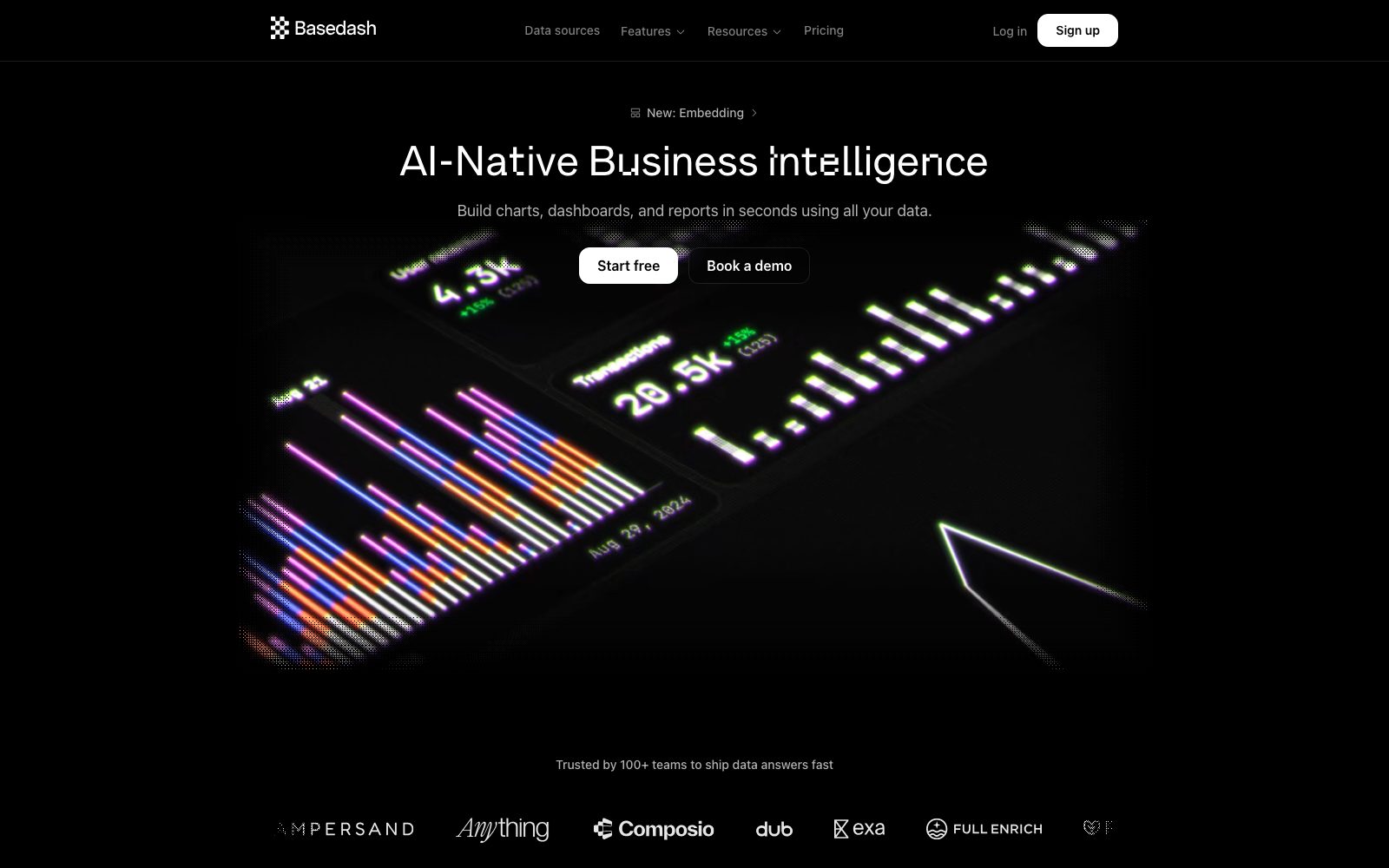 Basedash homepage screenshot