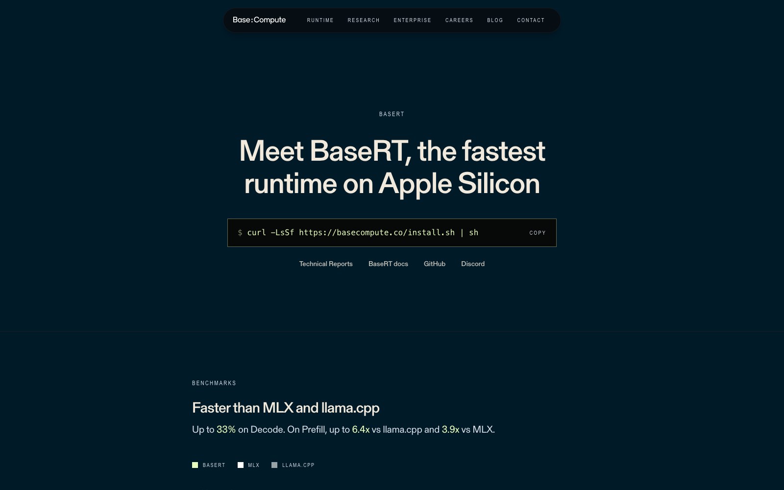 BaseRT homepage screenshot