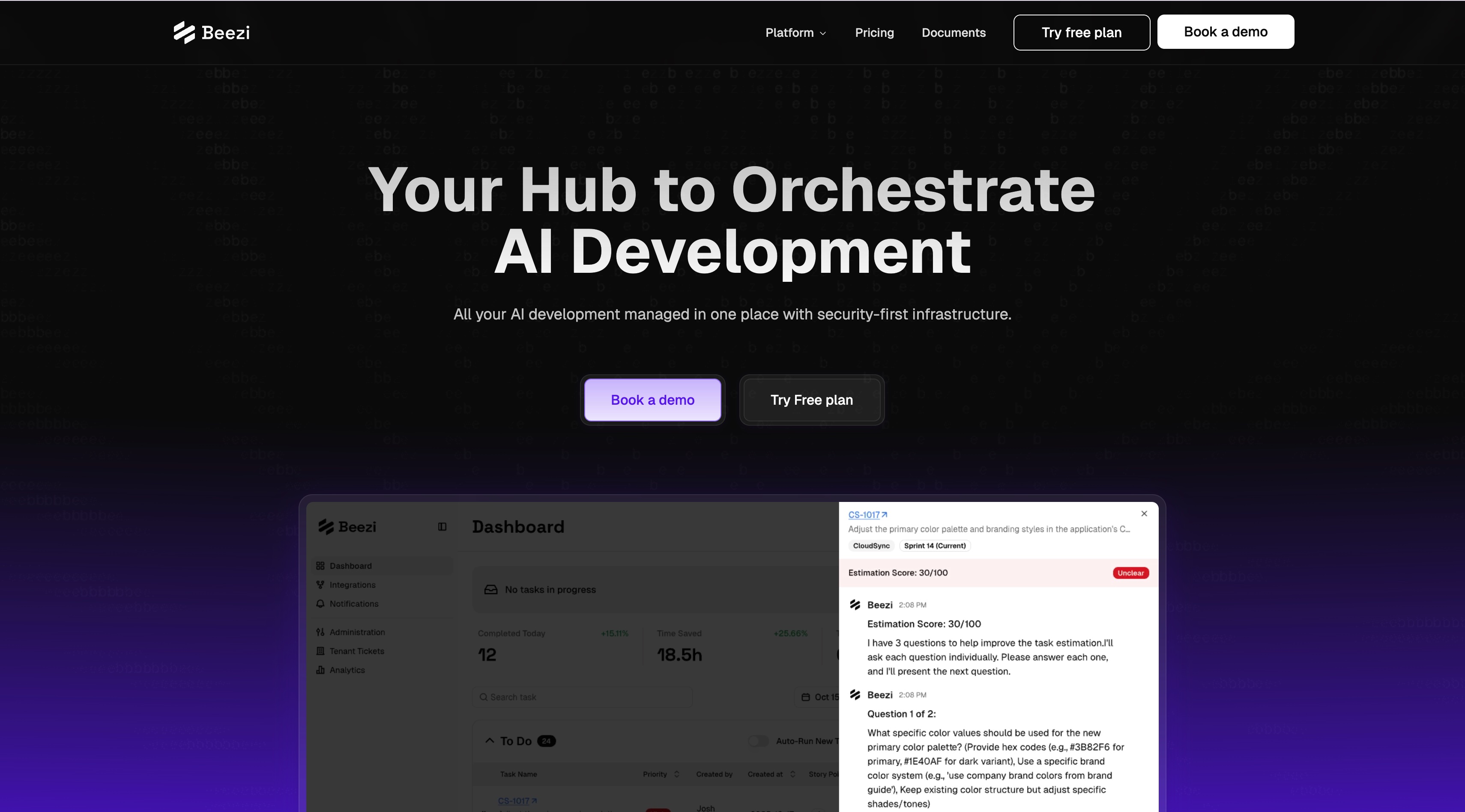 Beezi AI homepage screenshot