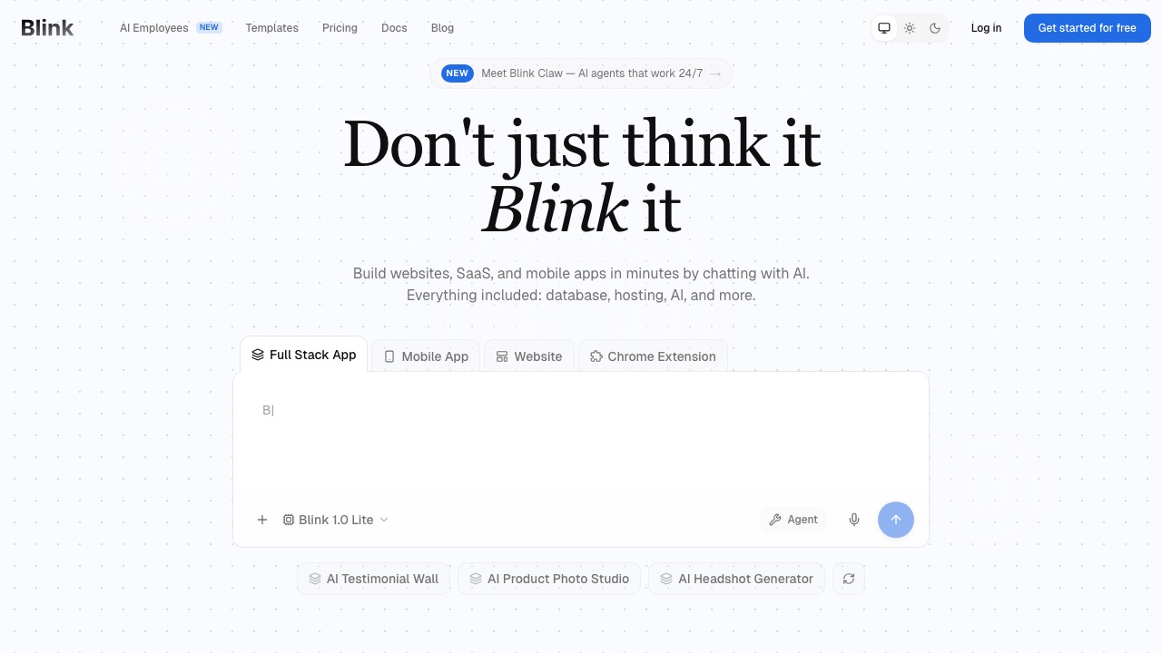 Blink.new homepage screenshot