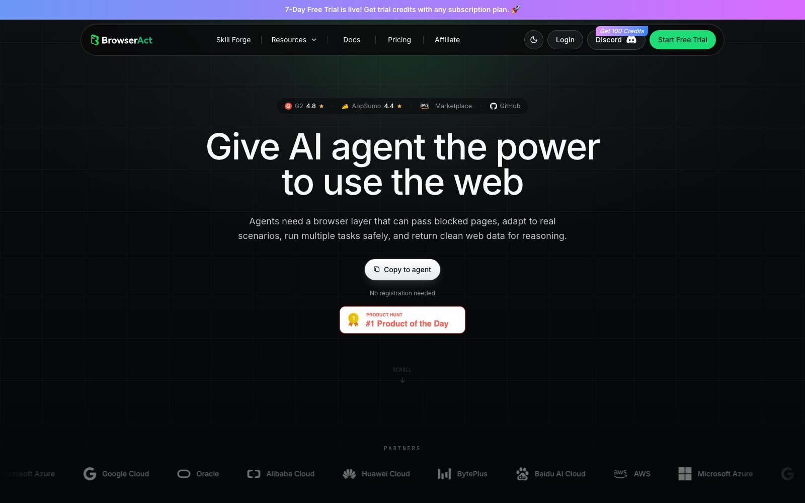 BrowserAct homepage screenshot
