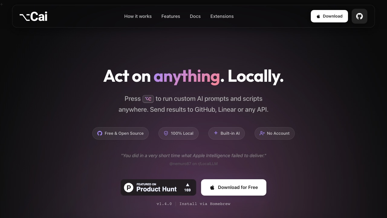 Cai homepage screenshot