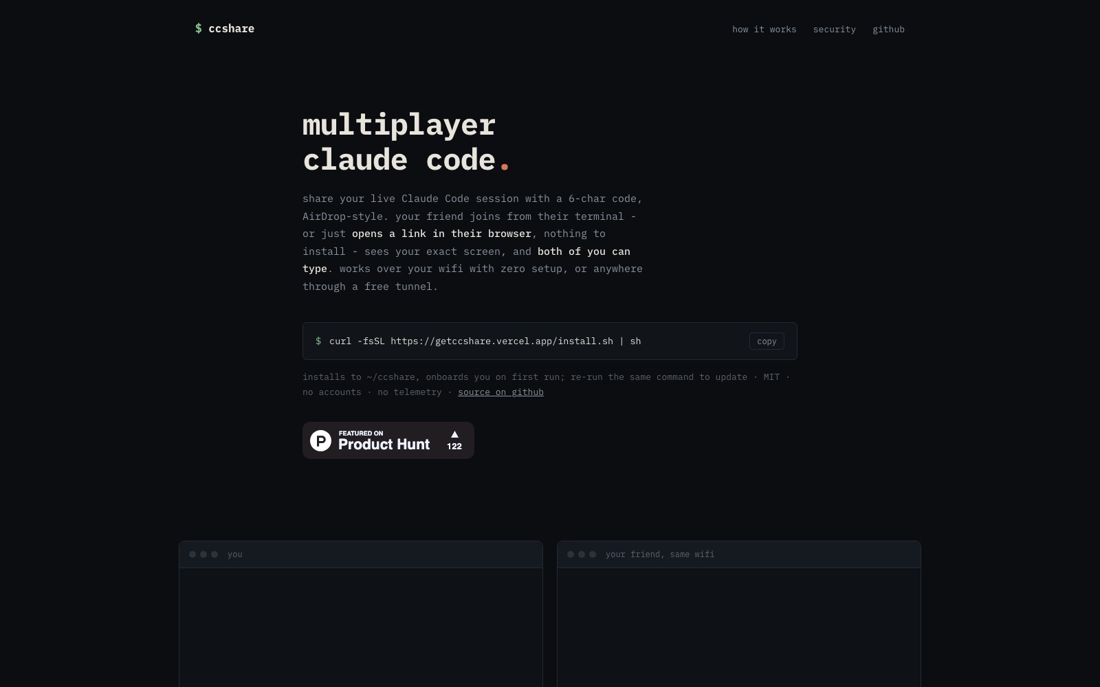 ccshare homepage screenshot