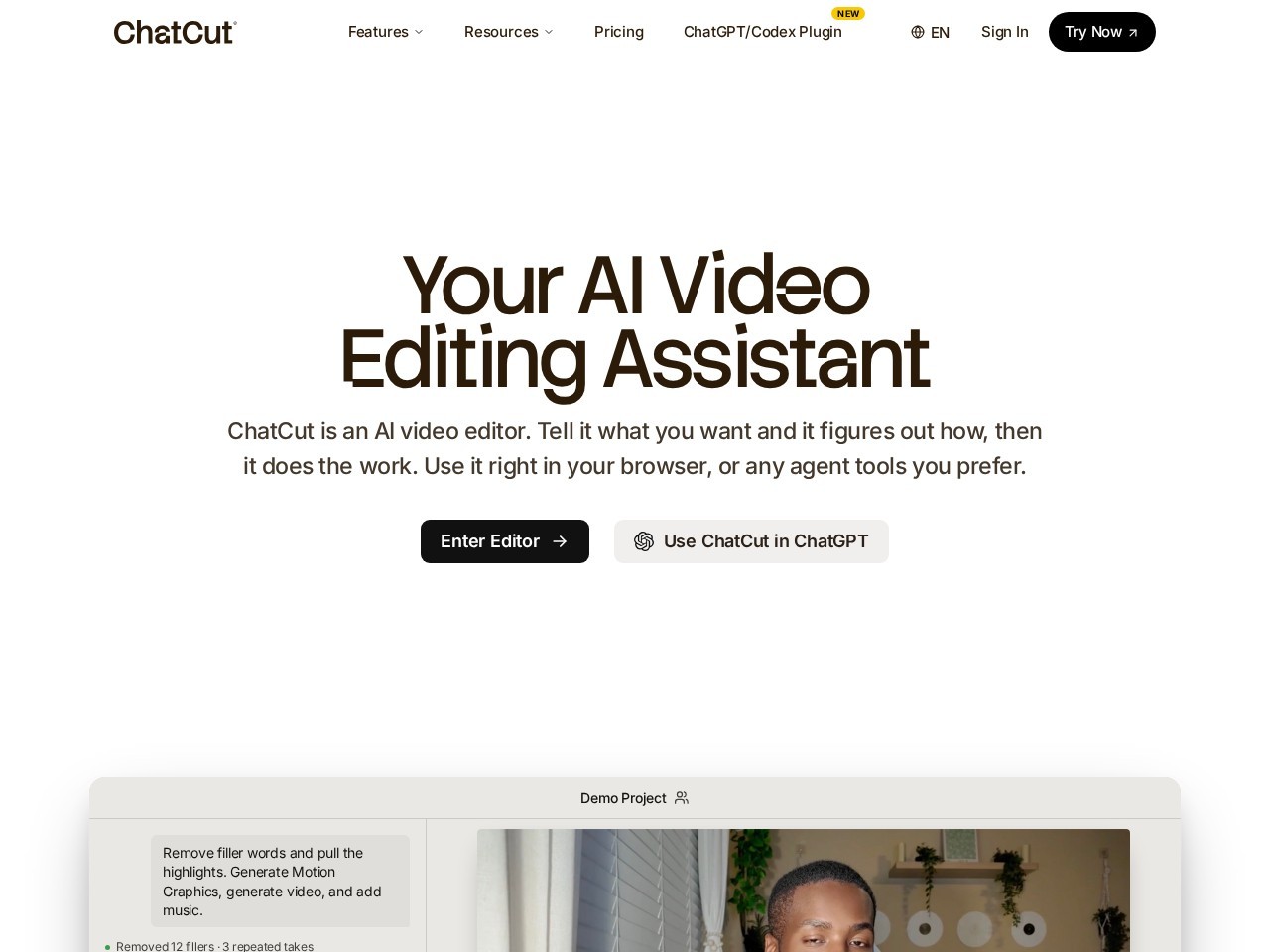 ChatCut homepage screenshot