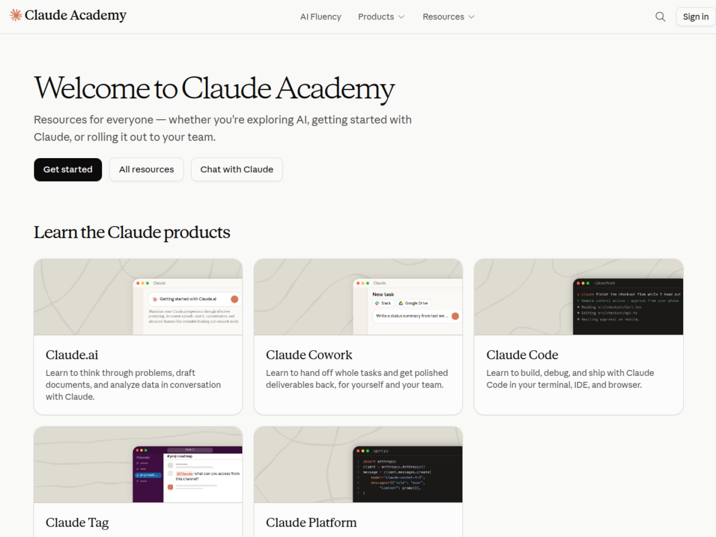 Claude Academy homepage screenshot