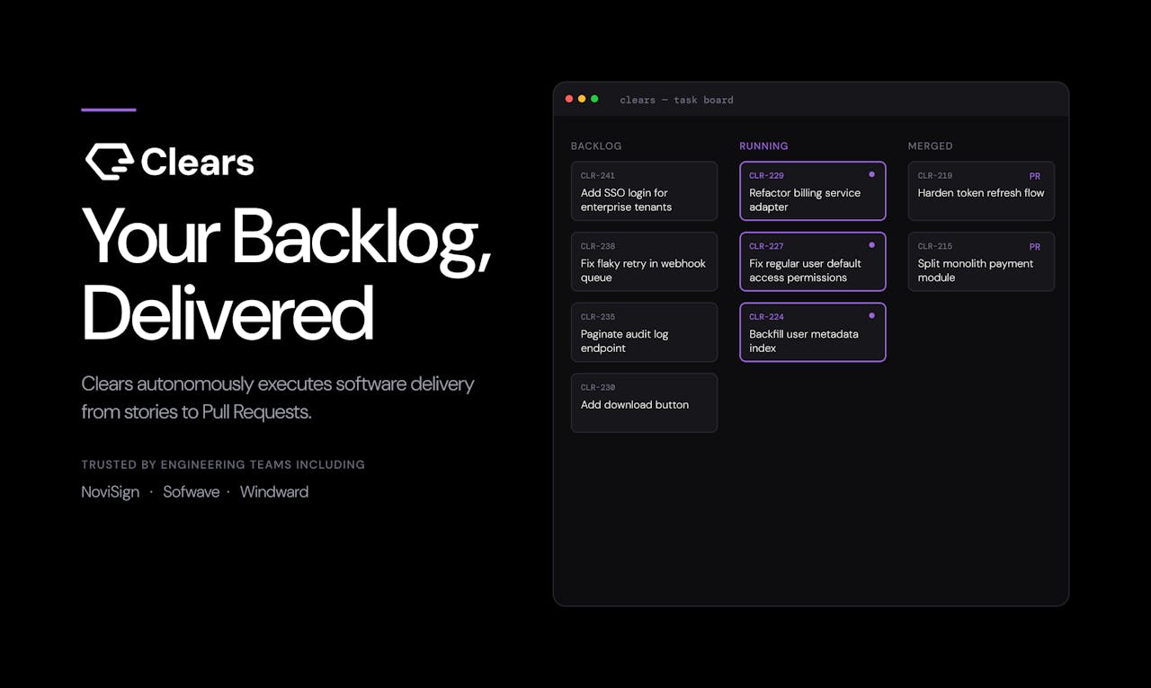 Clears homepage screenshot