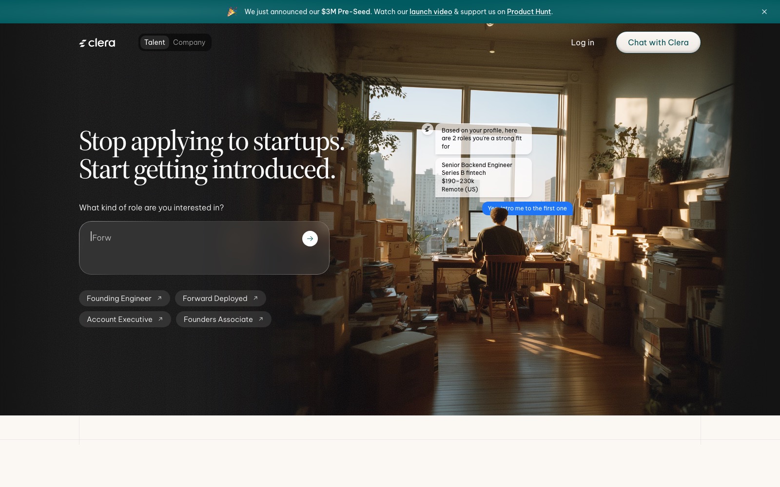 Clera homepage screenshot