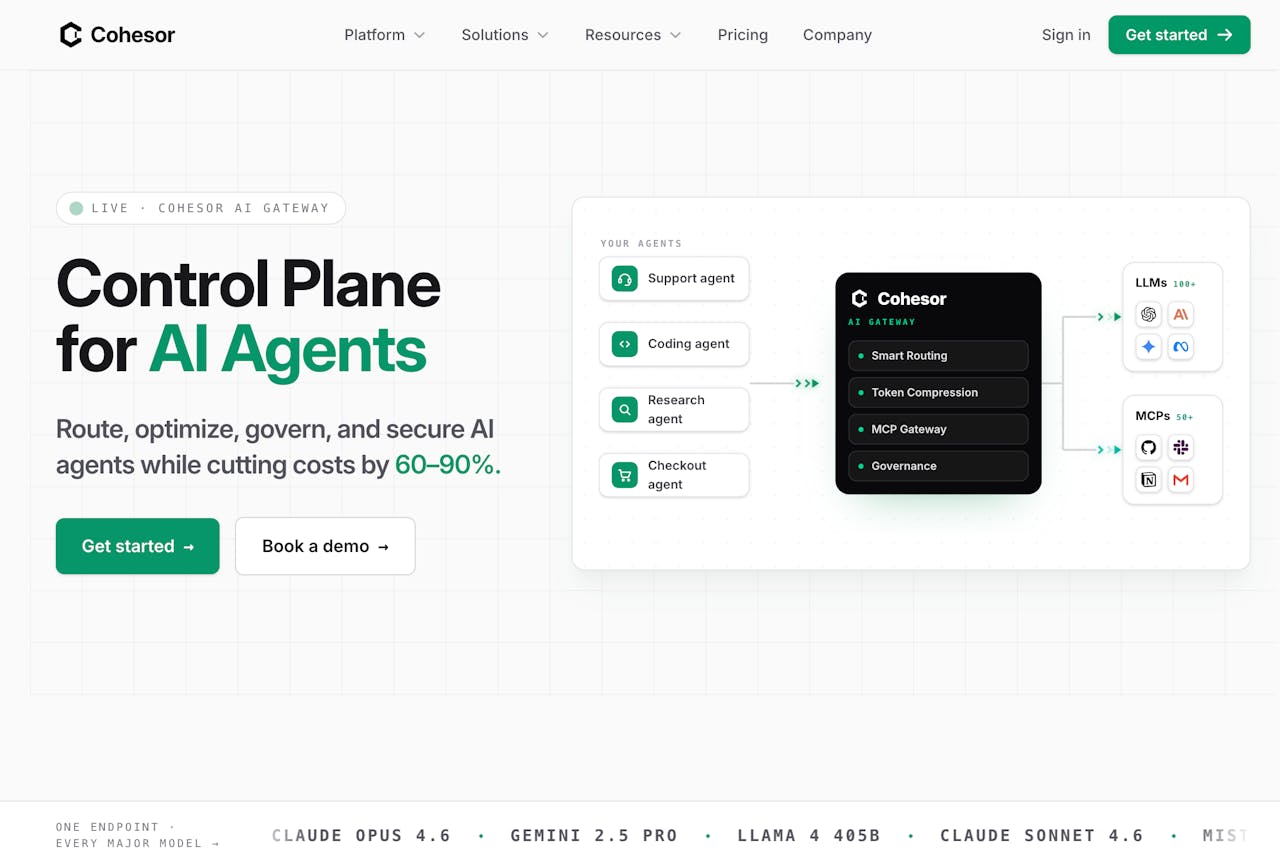 Cohesor homepage screenshot
