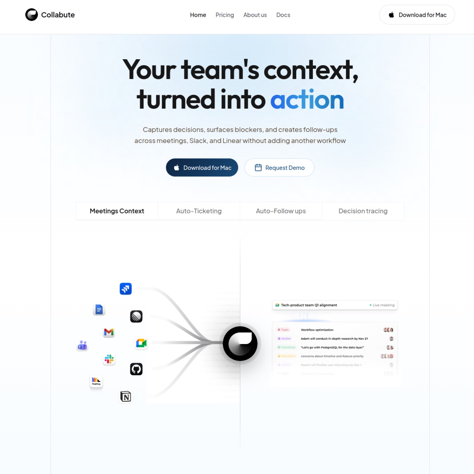 Collabute homepage screenshot
