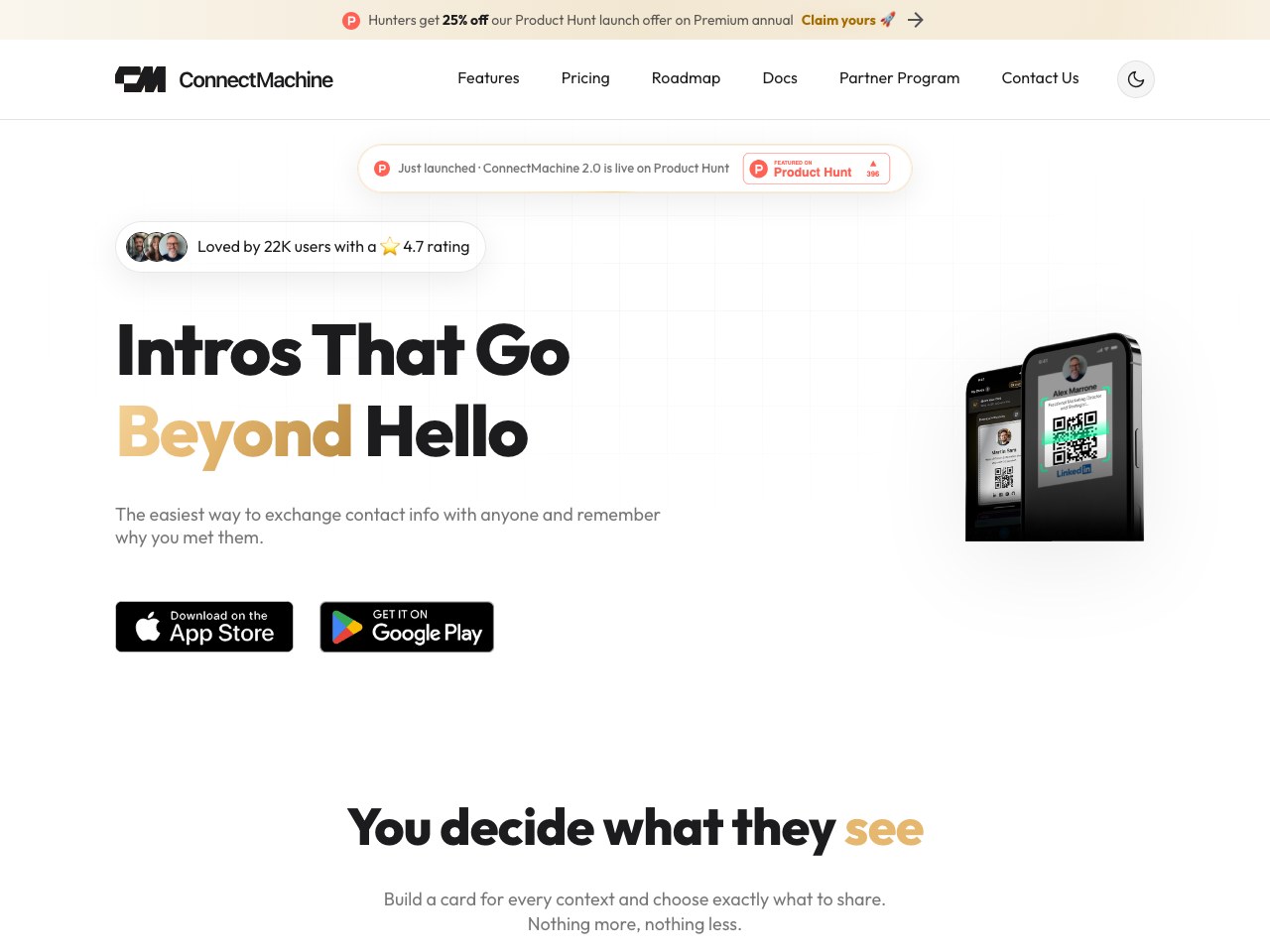 ConnectMachine 2.0 homepage screenshot