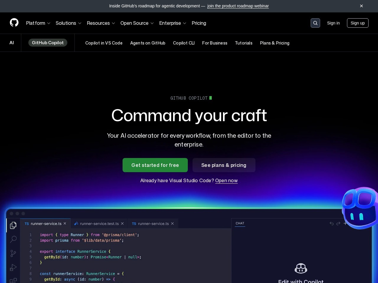 GitHub Copilot homepage screenshot
