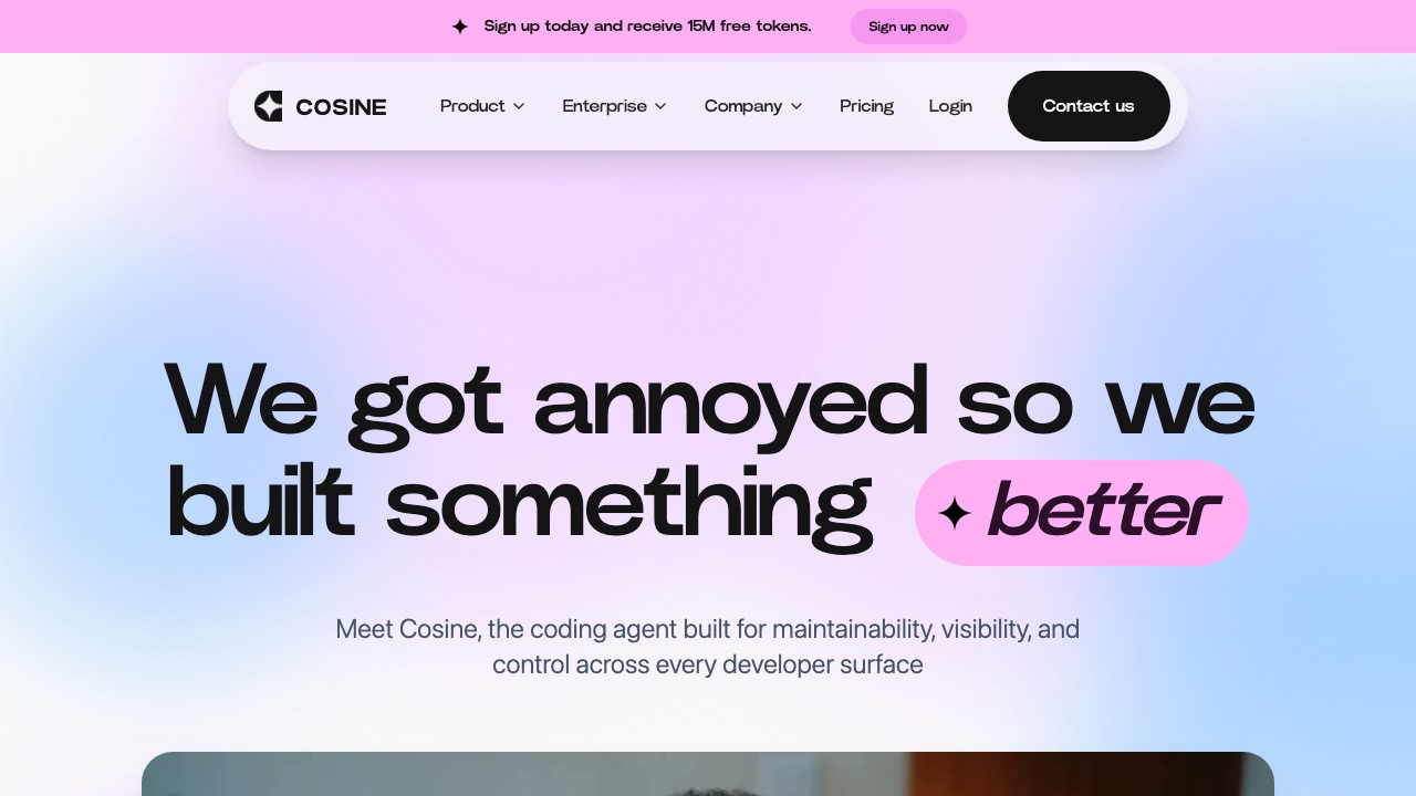 Cosine homepage screenshot