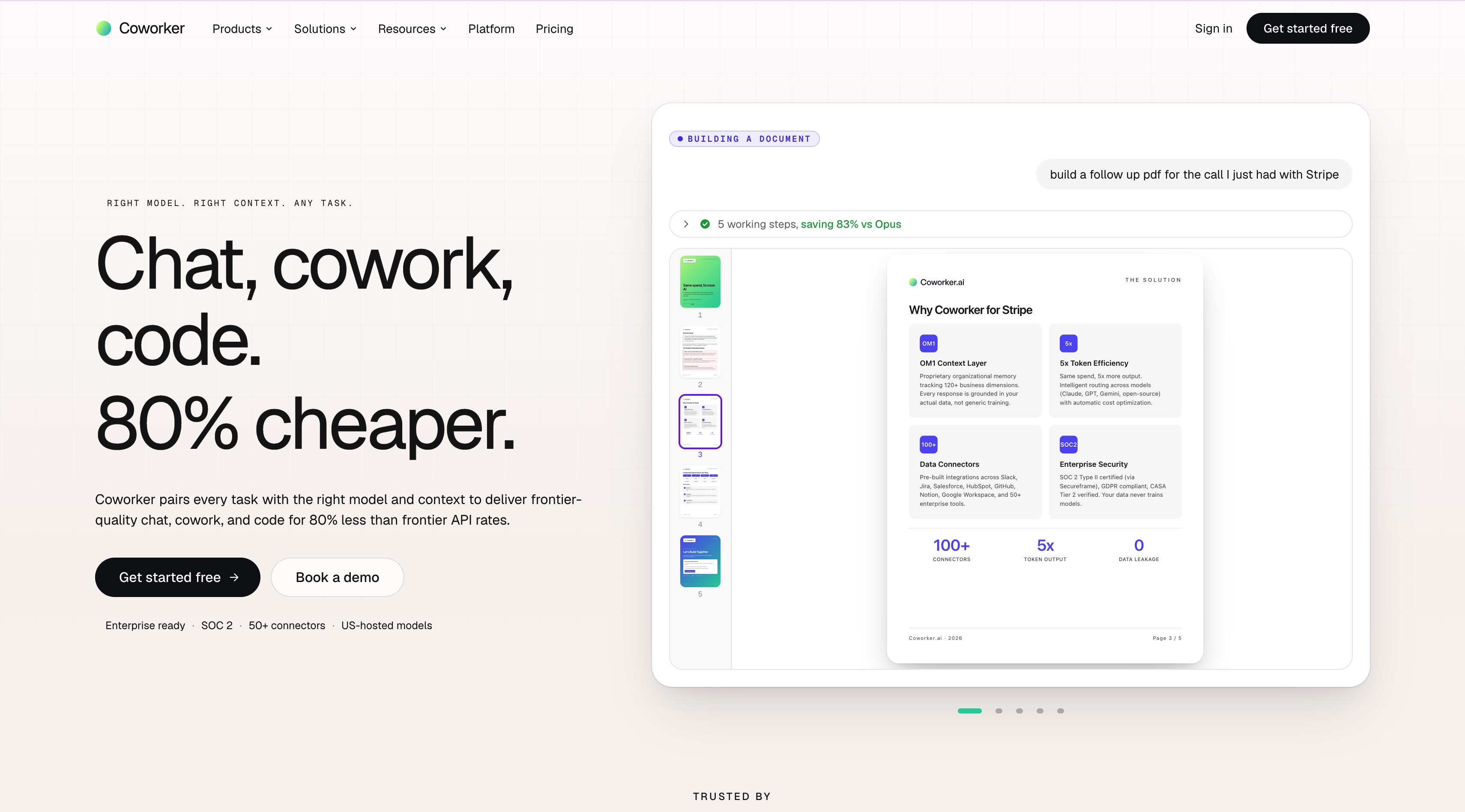 Coworker AI homepage screenshot