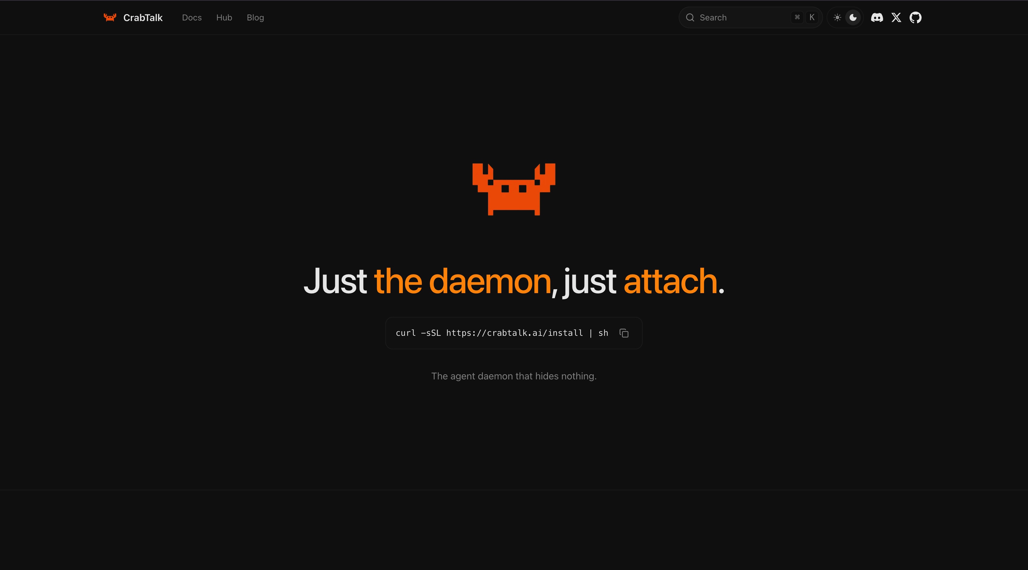 CrabTalk homepage screenshot