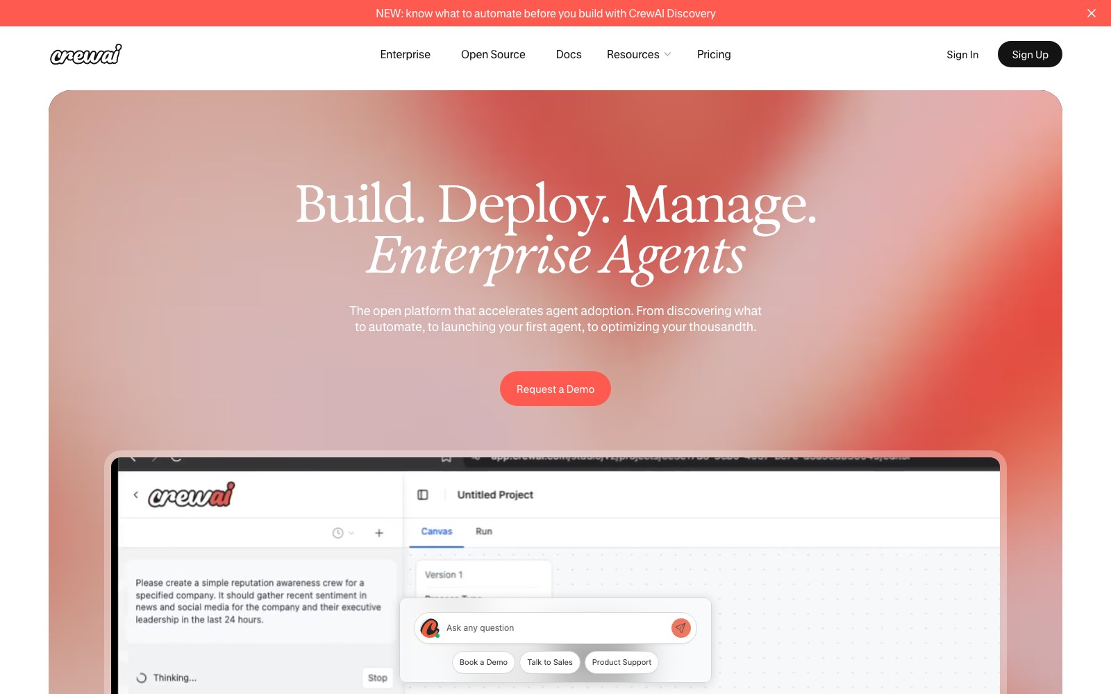 CrewAI homepage screenshot