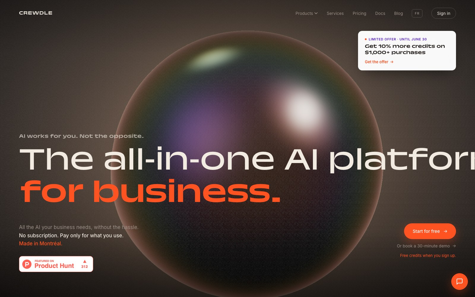 Crewdle homepage screenshot