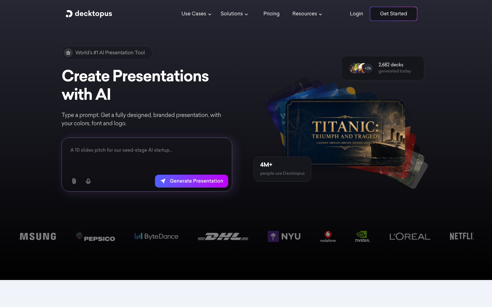 Decktopus homepage screenshot