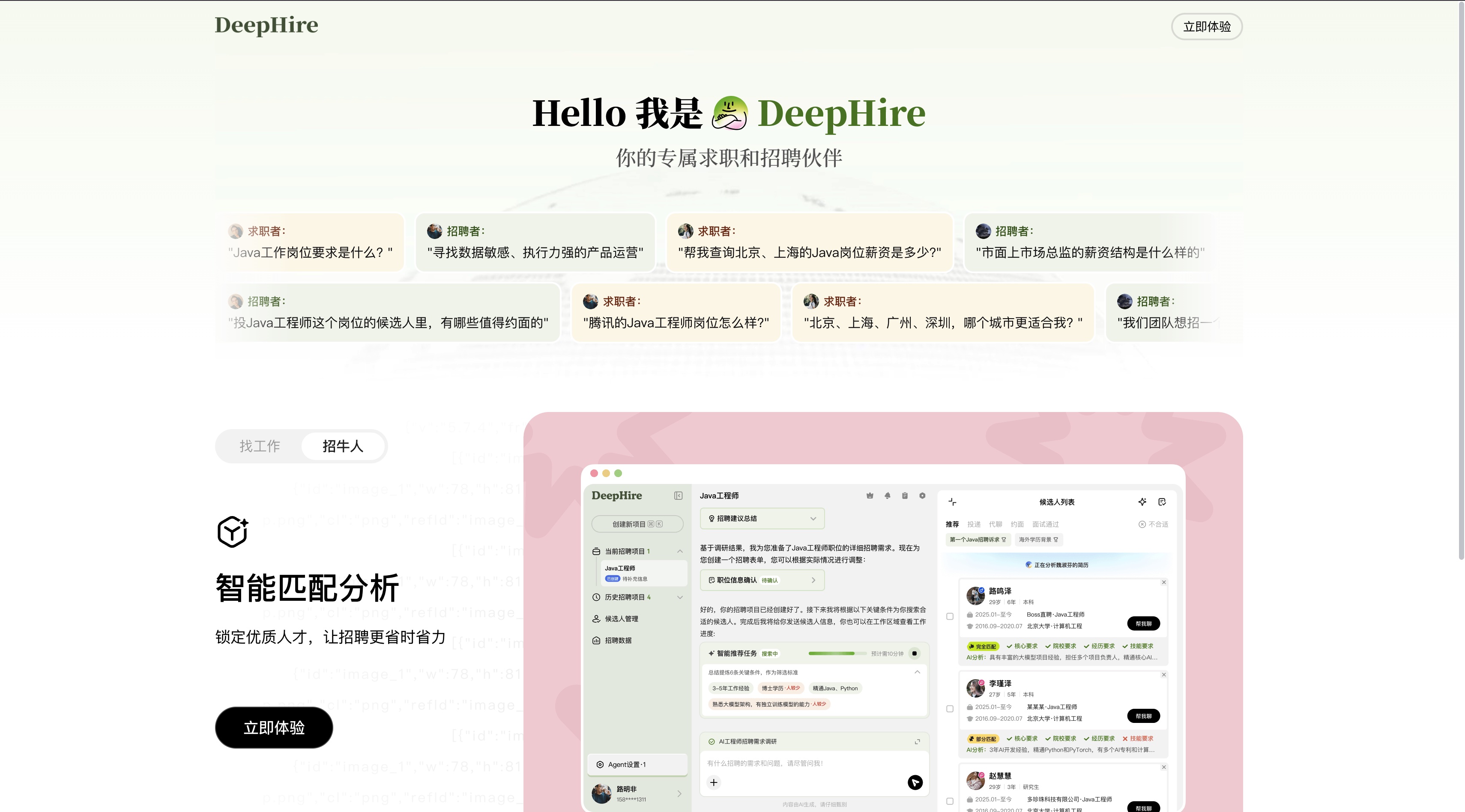 DeepHire homepage screenshot