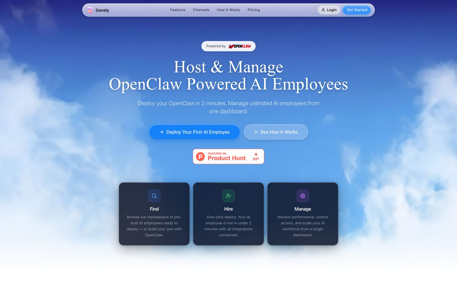 Donely homepage screenshot