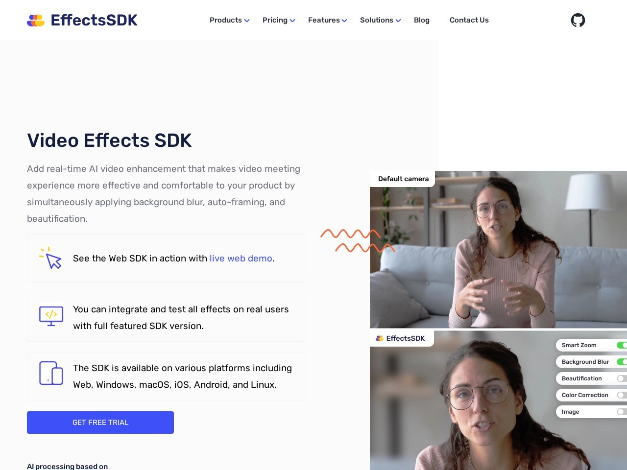 Effects SDK homepage screenshot