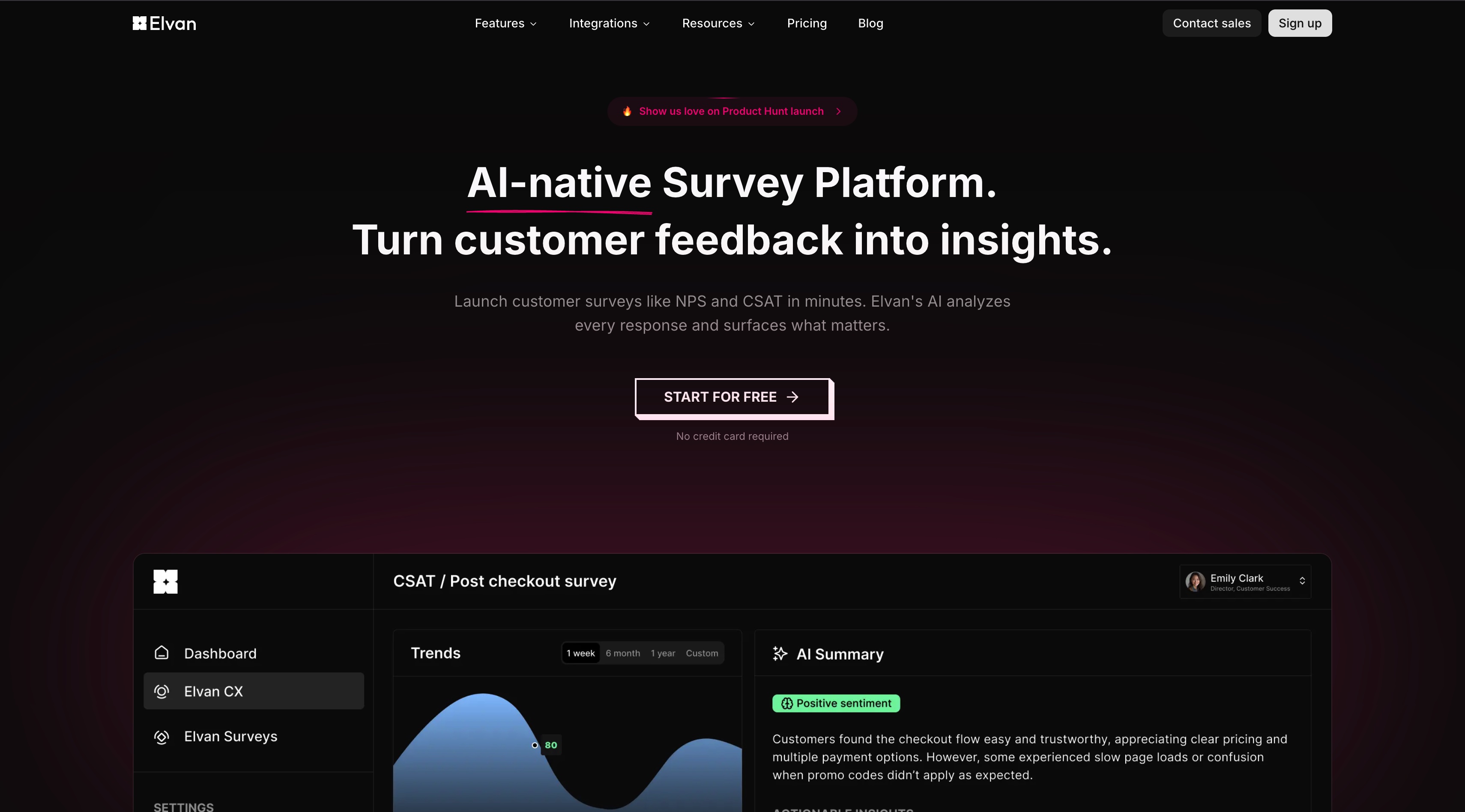 Elvan homepage screenshot