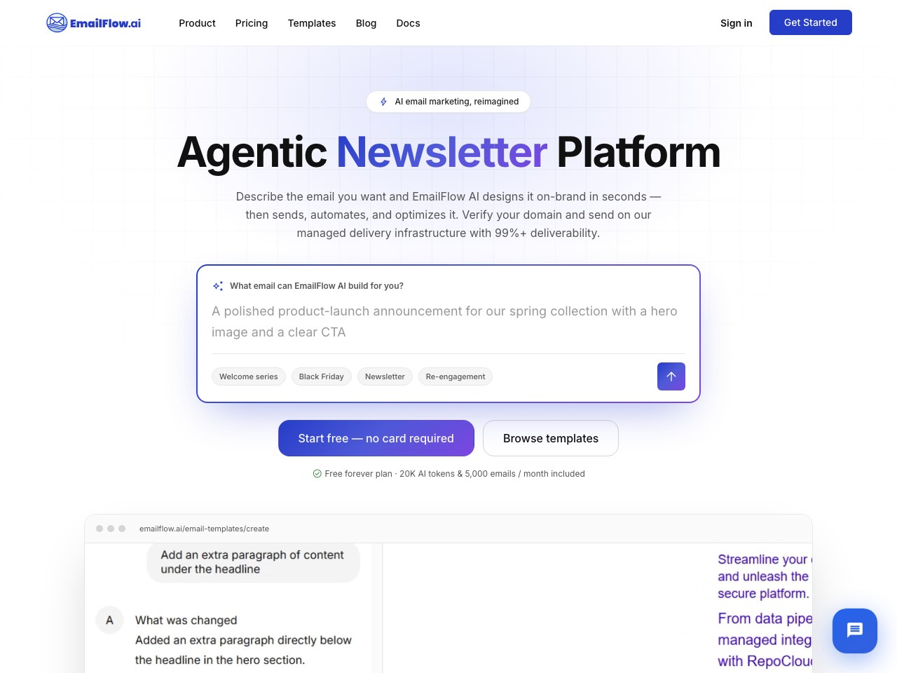 EmailFlow AI homepage screenshot