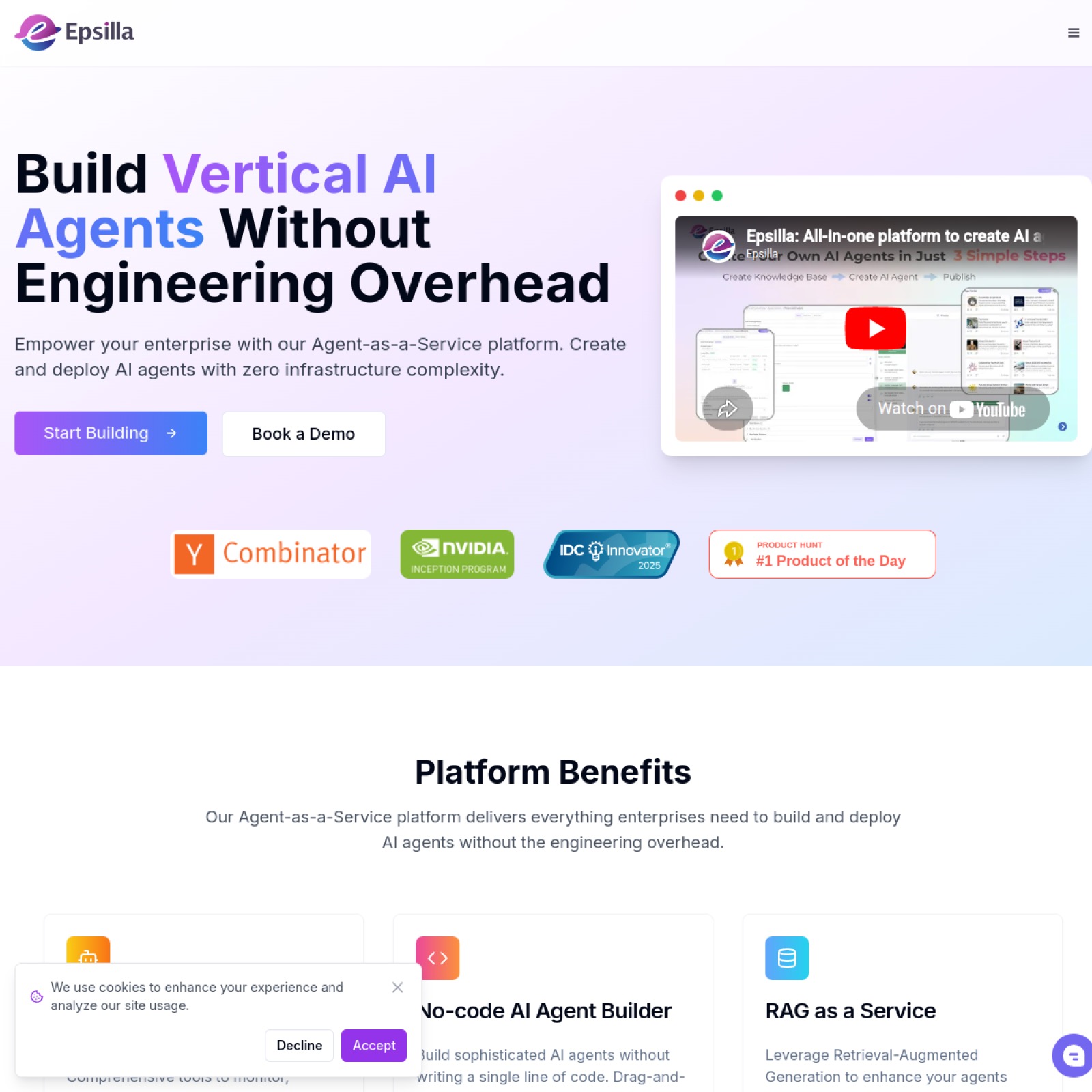 Epsilla homepage screenshot