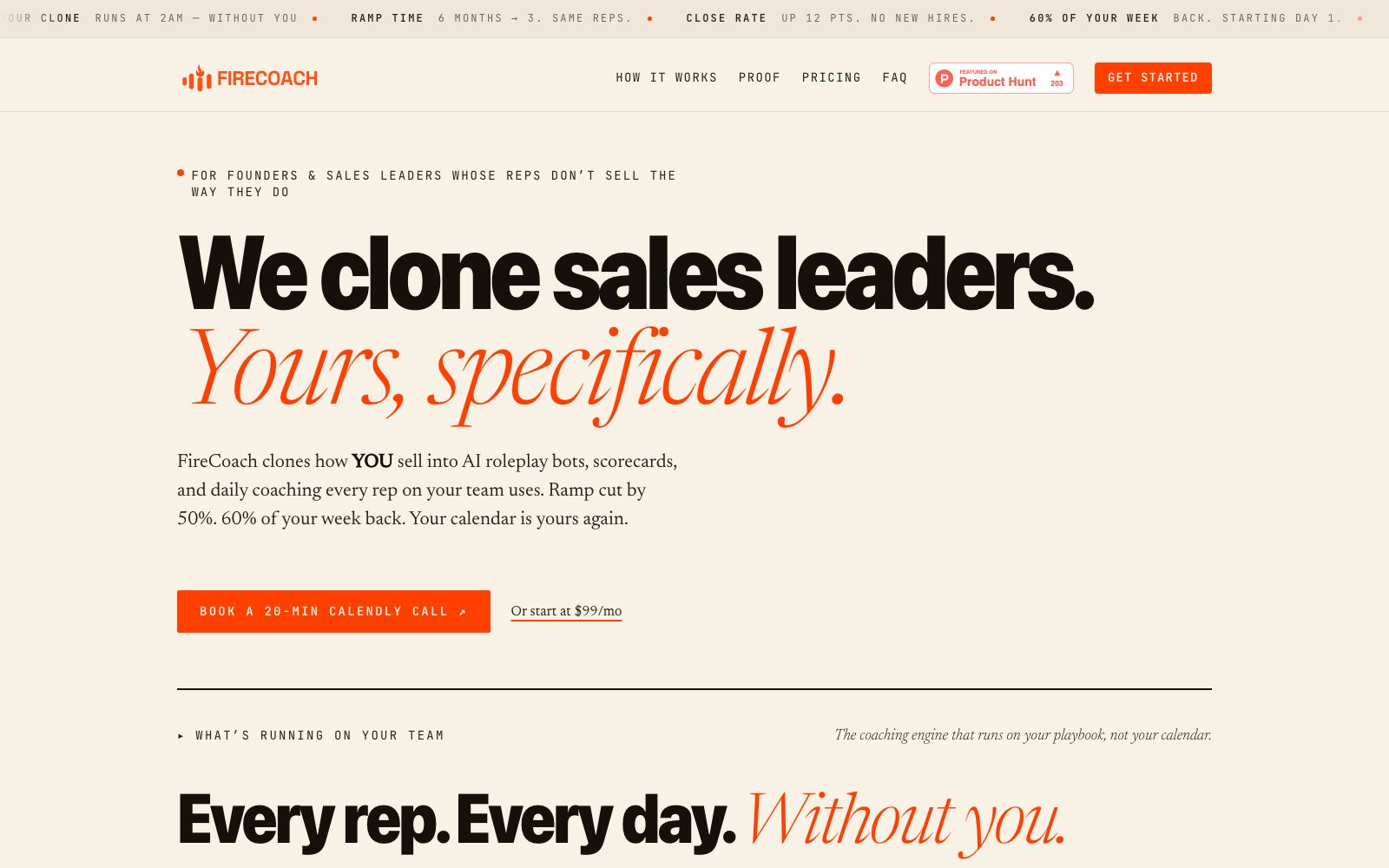 FireCoach homepage screenshot