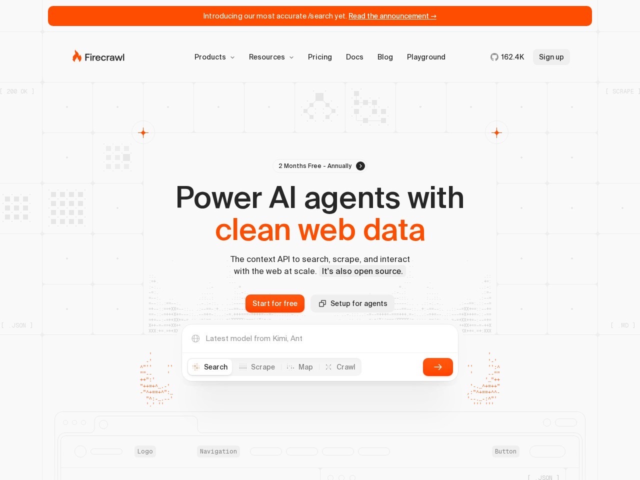 The new Firecrawl MCP homepage screenshot