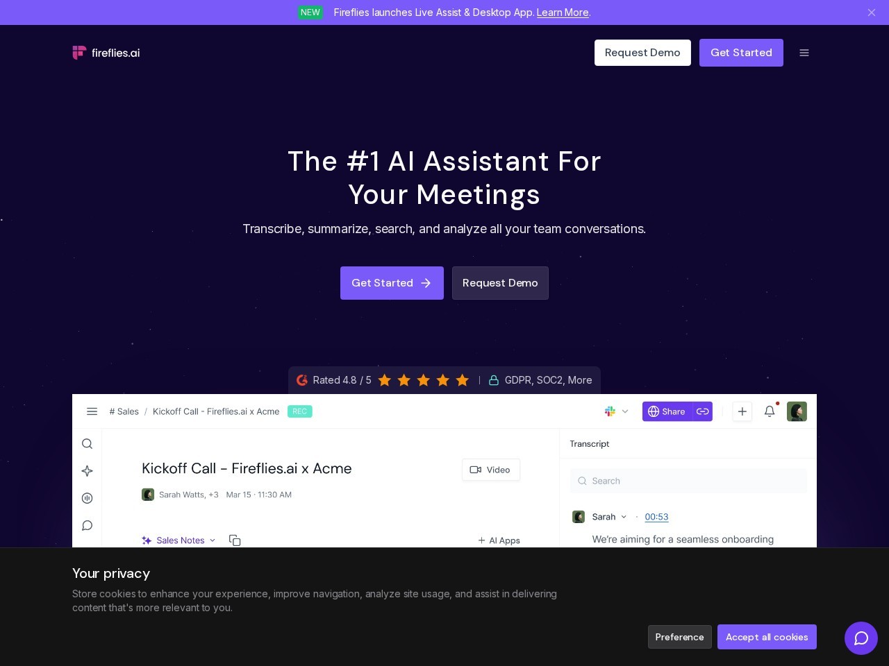 Fireflies homepage screenshot