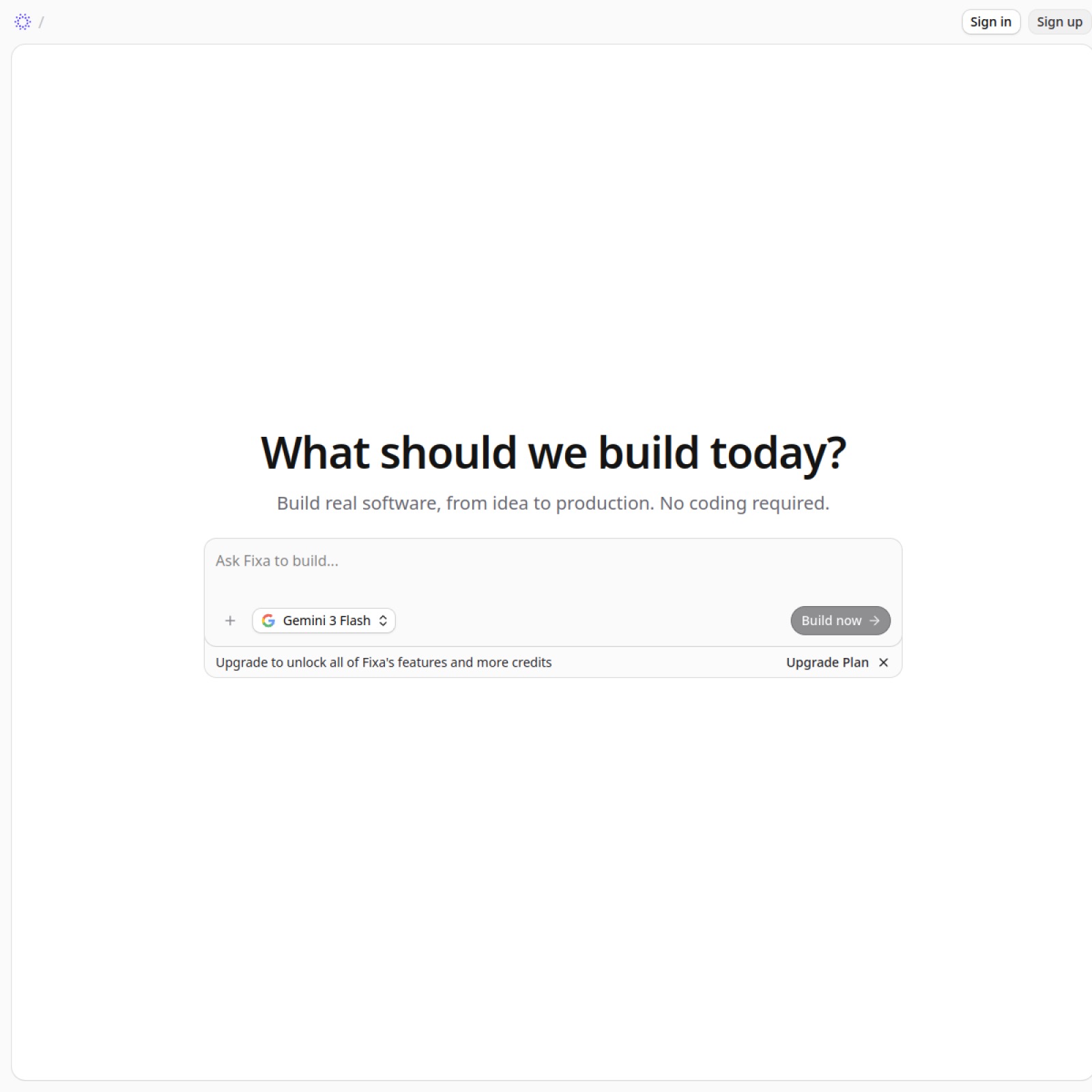 Fixa homepage screenshot