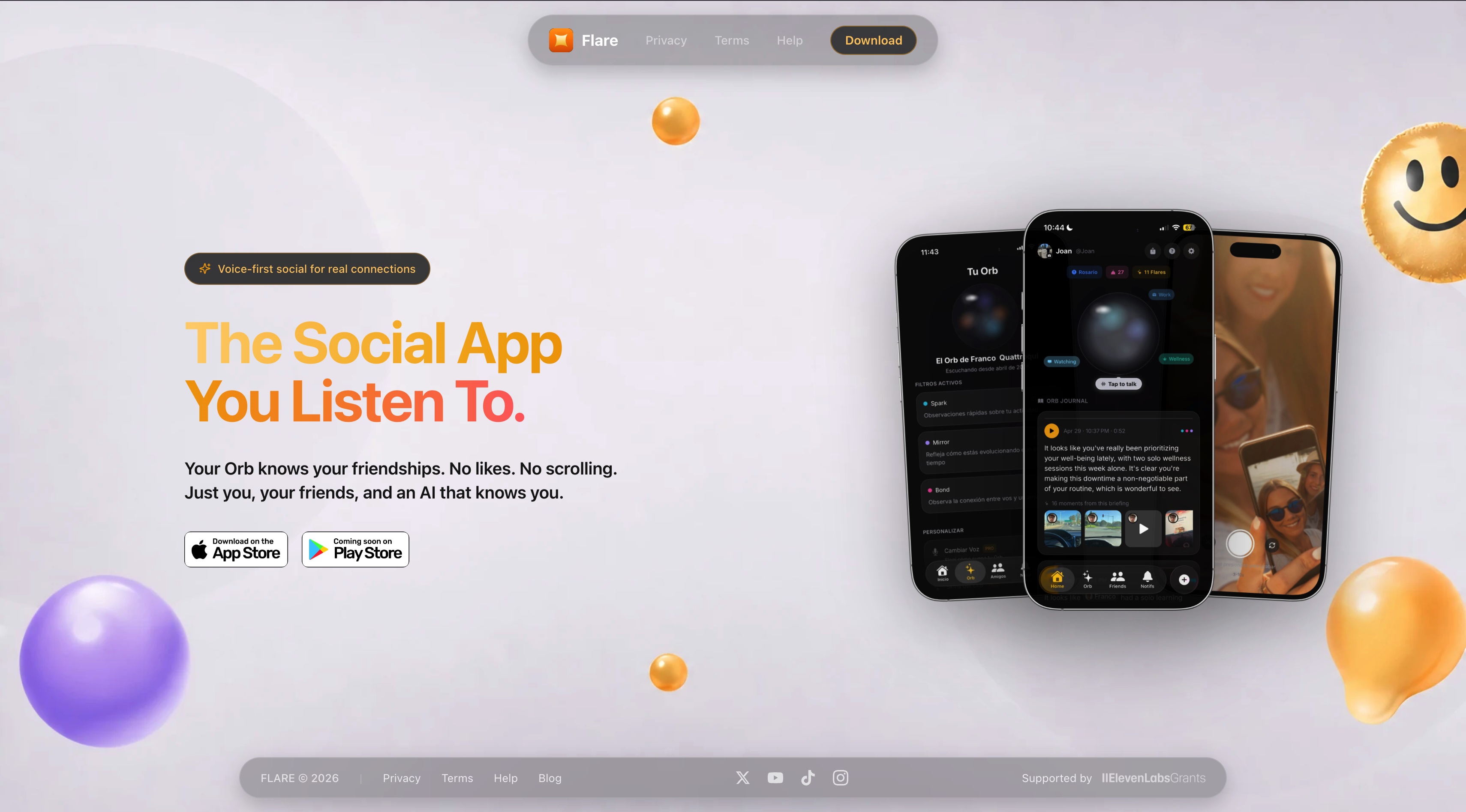 Flare homepage screenshot
