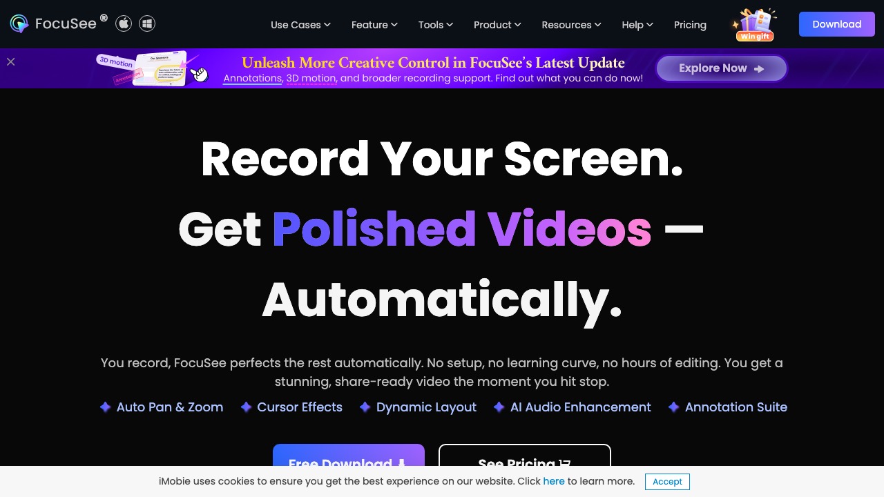 FocuSee homepage screenshot