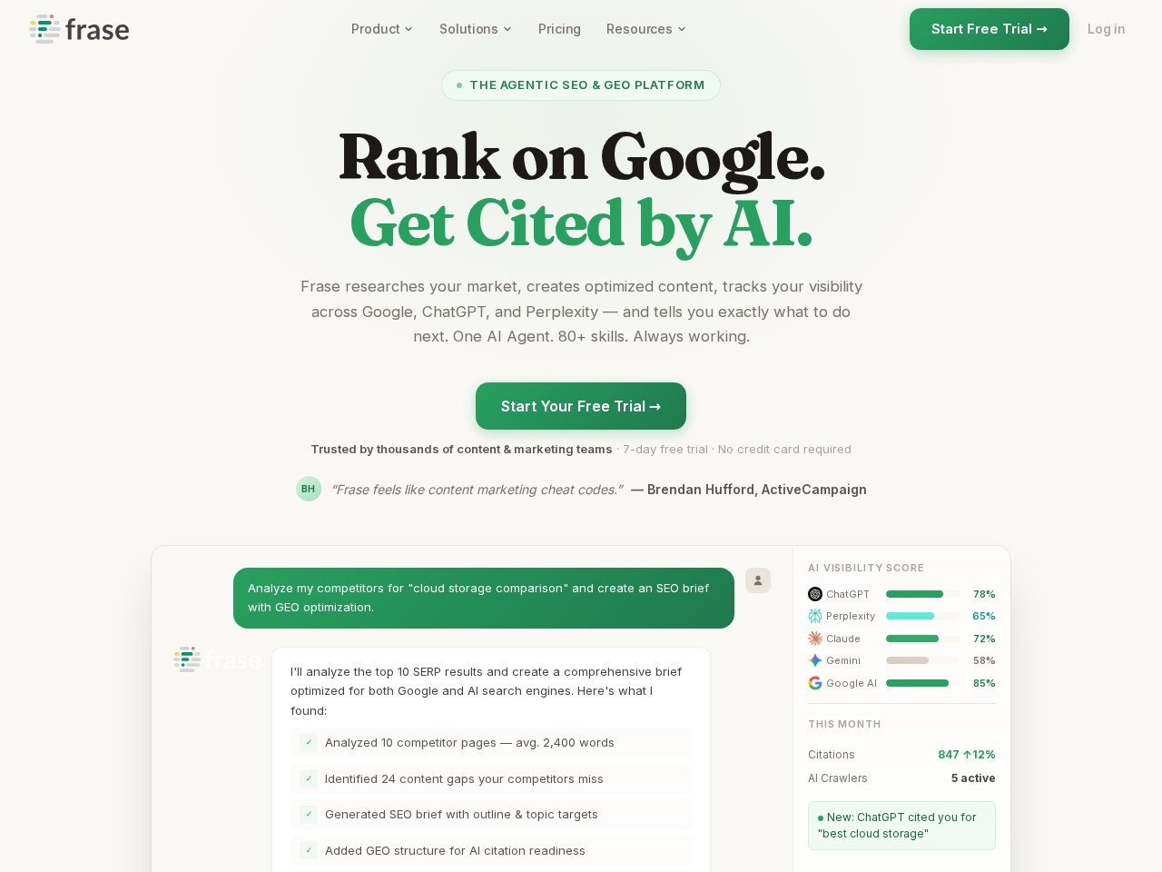 Frase homepage screenshot