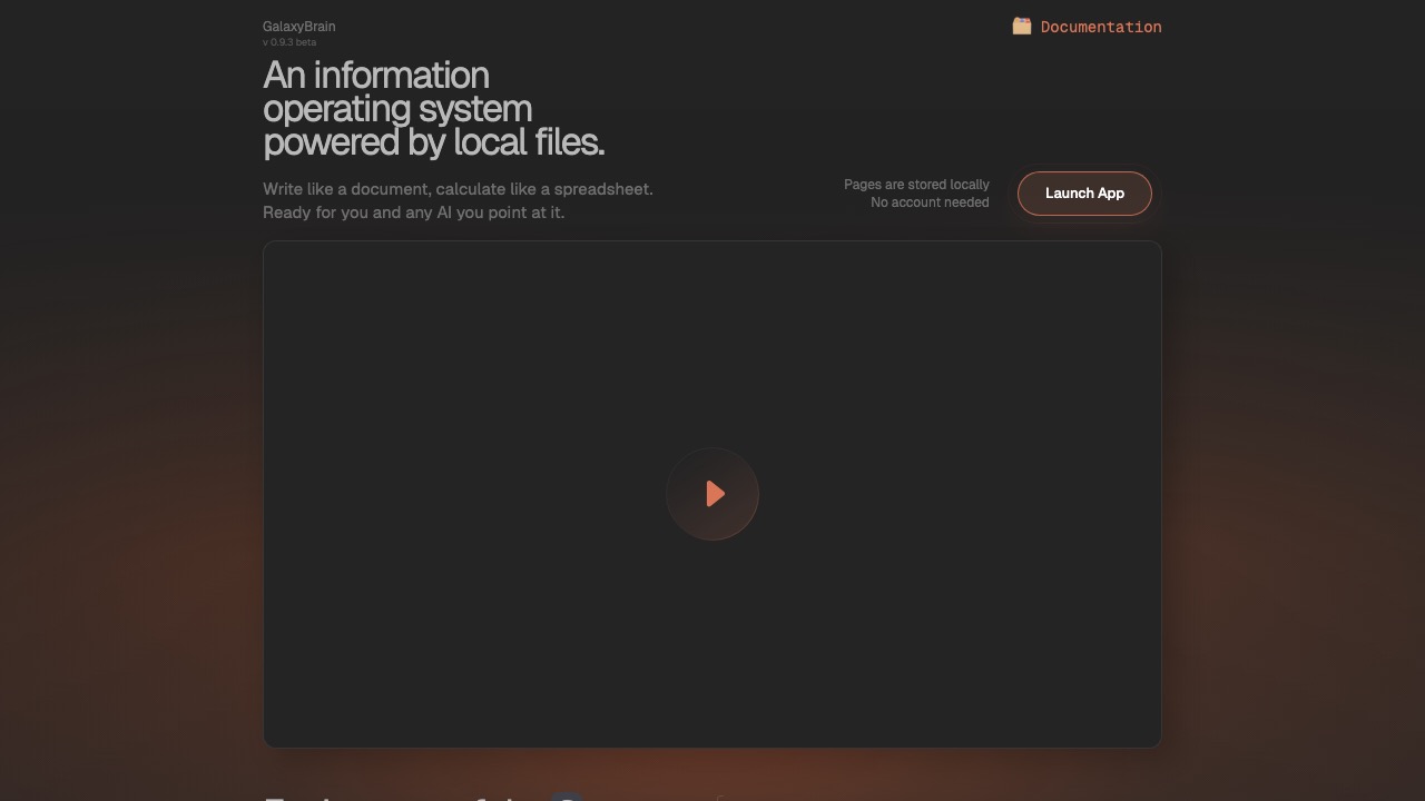 GalaxyBrain homepage screenshot