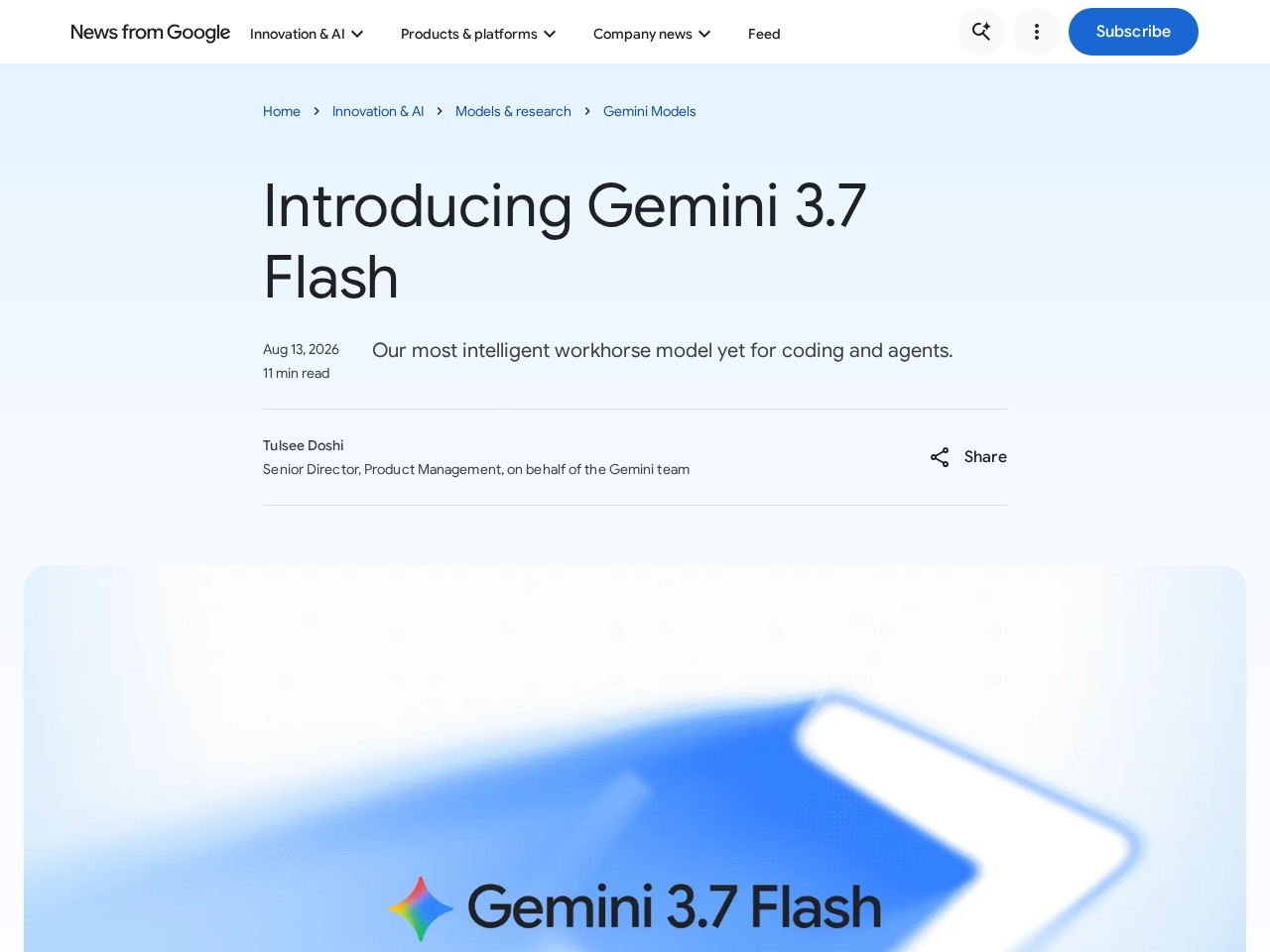 Gemini 3.7 Flash homepage screenshot
