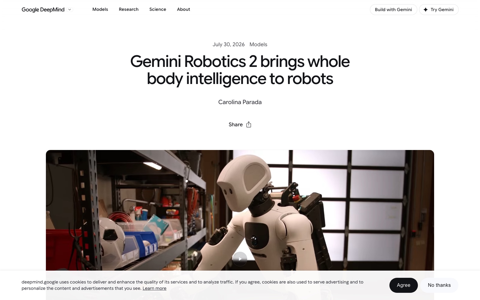 Gemini Robotics 2 homepage screenshot
