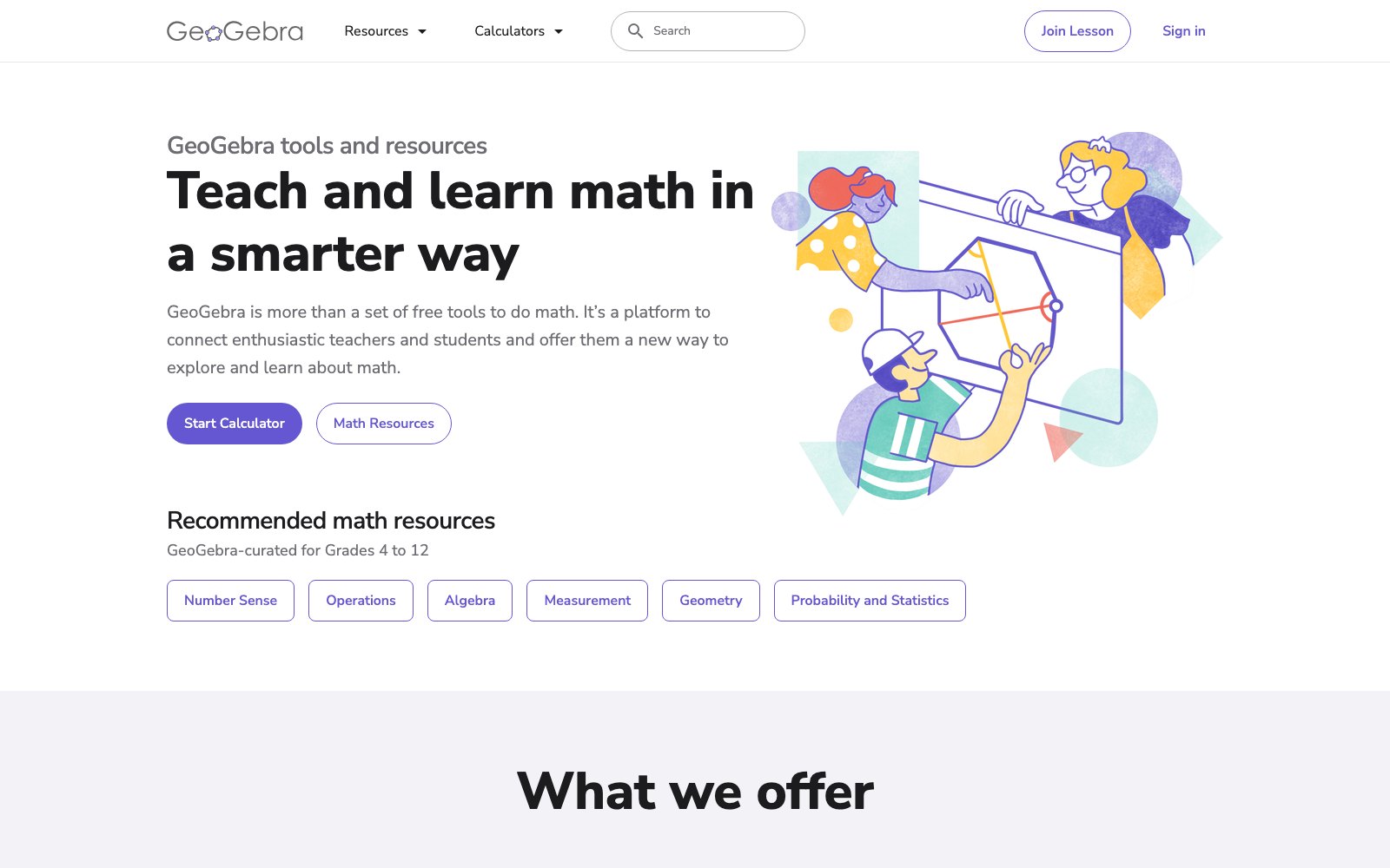GeoGebra homepage screenshot