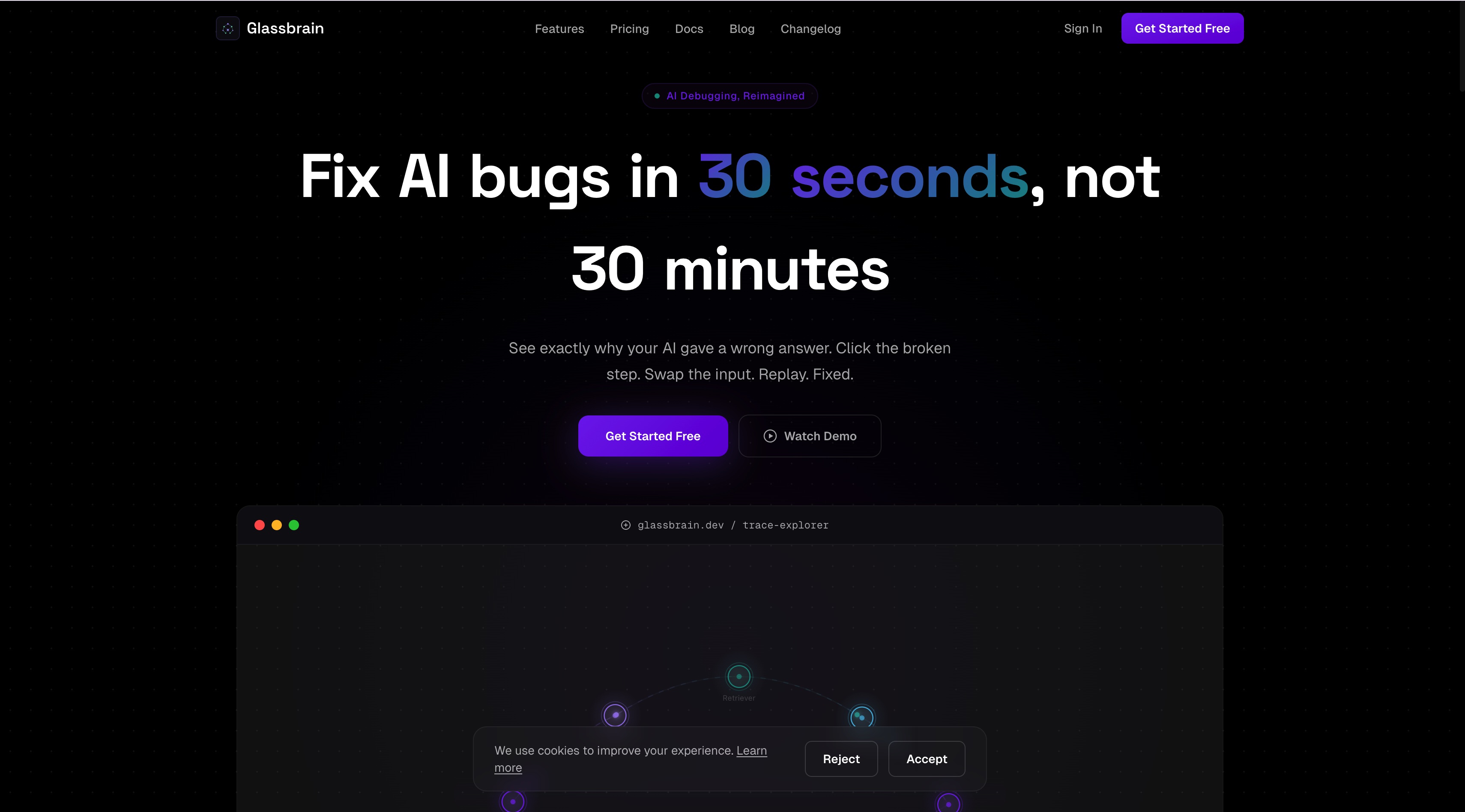 Glassbrain homepage screenshot